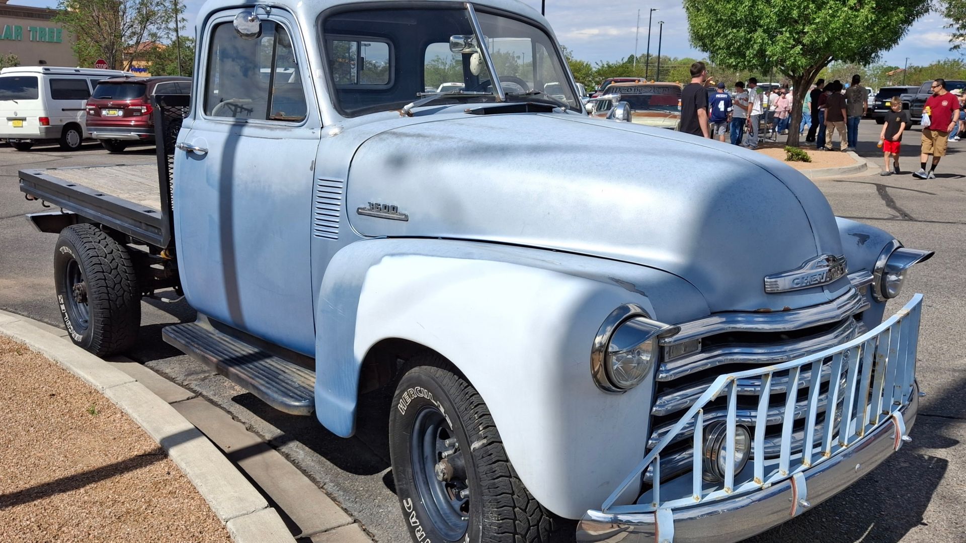 1953 Chevrolet Advance Design 3600, flatbed truck, front right side, 2026 Hot Wheels Legends Tour - Albuquerque, NM