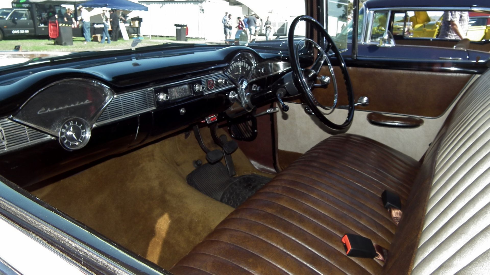 1956 Chevrolet Two-Ten sedan interior. Taken at the 2013 General Motors Display Day, held in the grounds of Penrith Panthers Club, Penrith NSW.