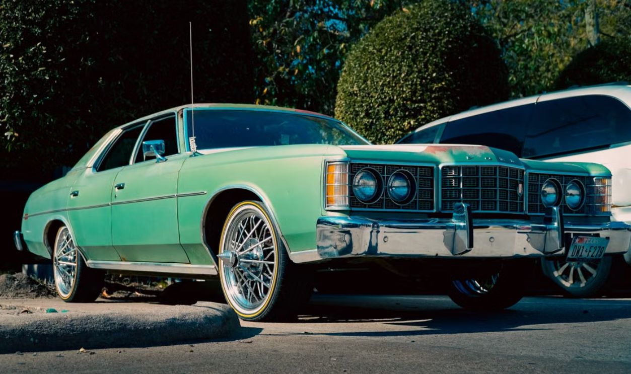 Classic mint green Ford LTD parked in Houston, showcasing vintage American automotive style