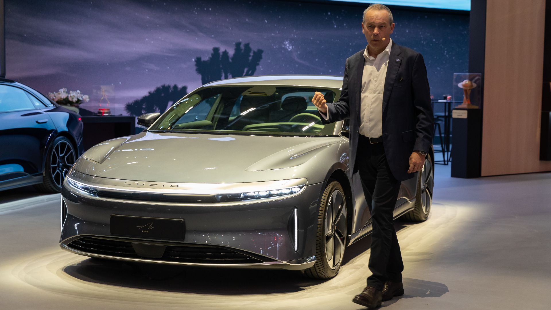 Lucid press conference at Geneva International Motor Show 2024