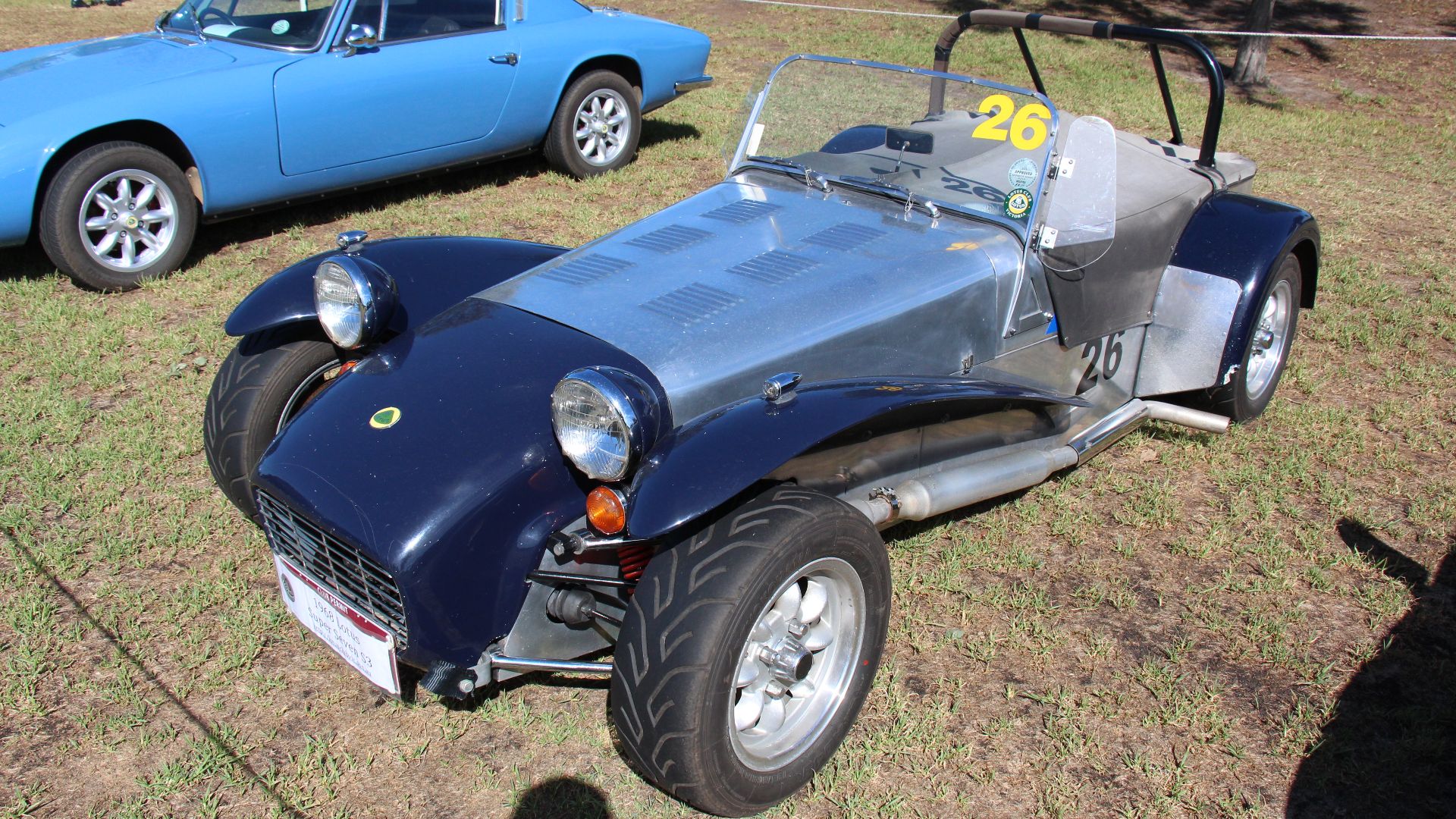 The Lotus Seven is a small, lightweight 2 seat open sports car. The Series 2 was built from 1961-67
1957 Series 1; 1172cc 4 cyl. Ford Side-valve, Aluminium Shell
1960 Series 2; 1340cc 4 cyl. OHV Kent
1968 Series 3; 1500cc 4 cyl. OHV Kent, Large 7 in the g