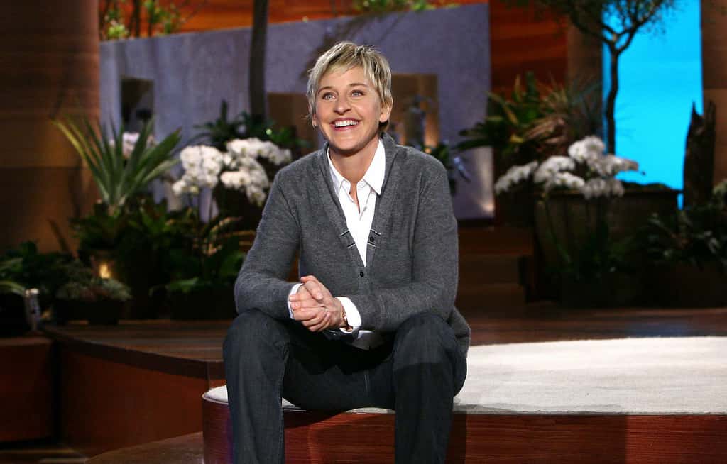 Ellen DeGeneres seating and smiling - 2008