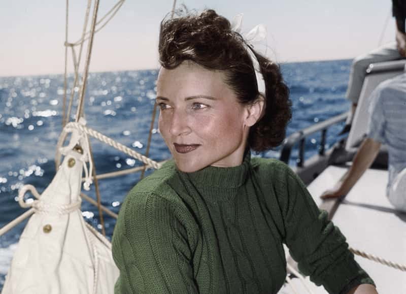 Betty White in green sweater