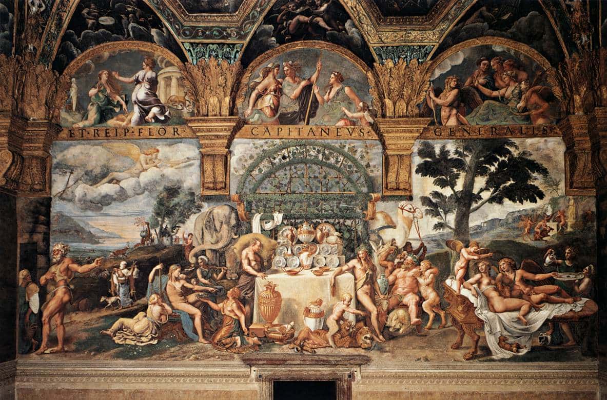 Painting called Banquet of Amor and Psyche by Giulio Romano