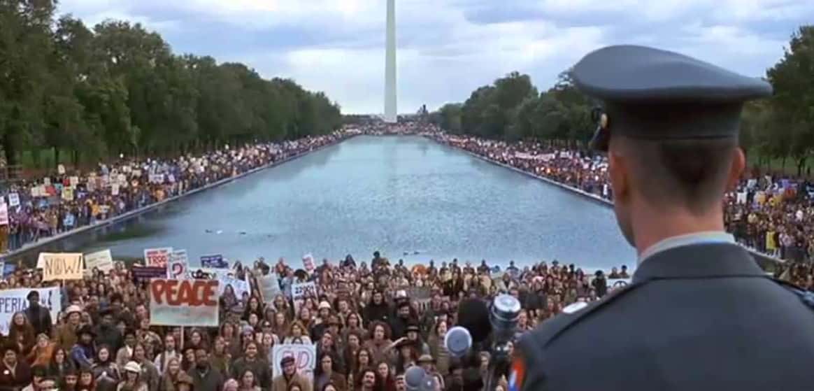 Forest Gump at peace rally at the Lincoln Memorial