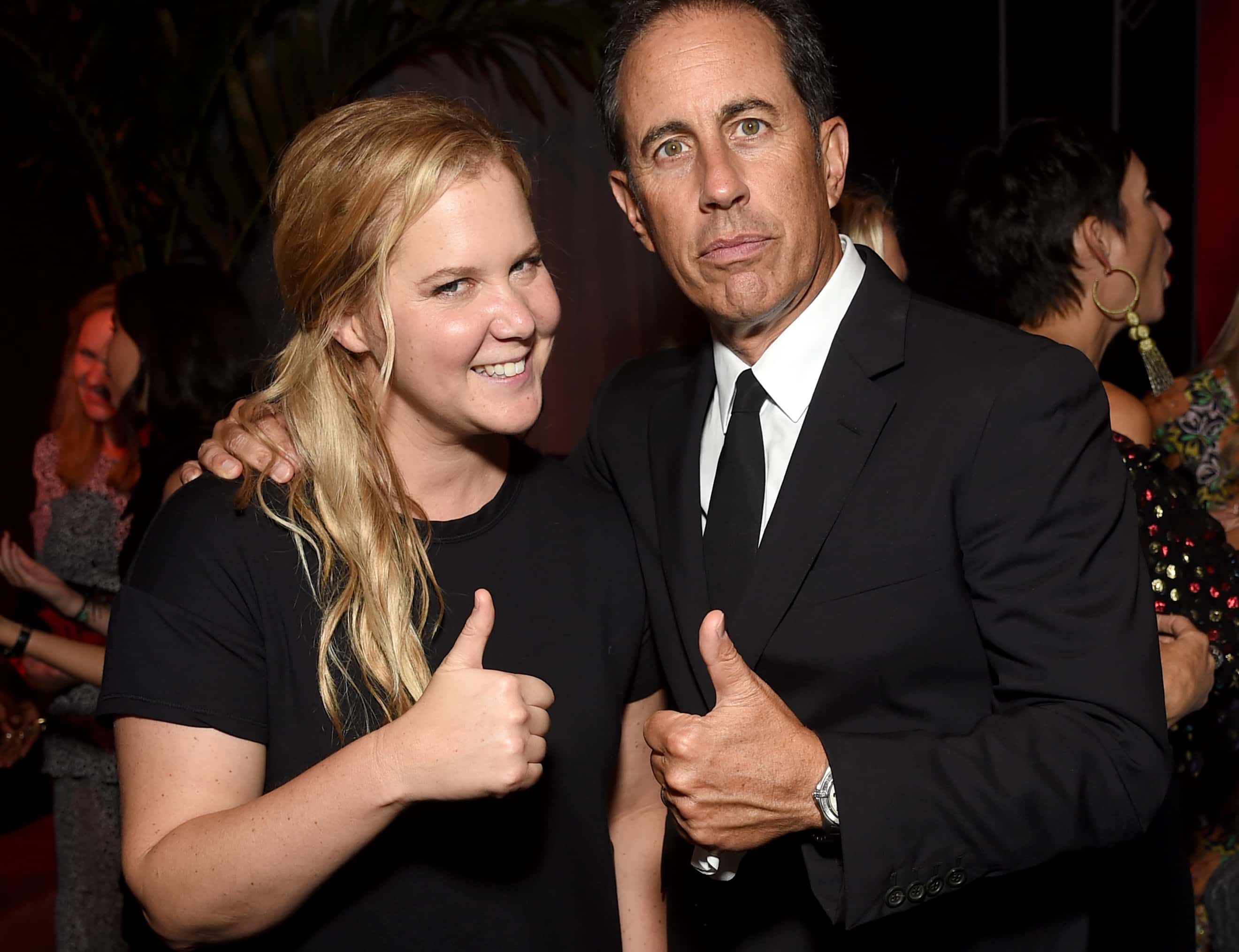 Amy Schumer (L) and Jerry Seinfeld attend an after party
