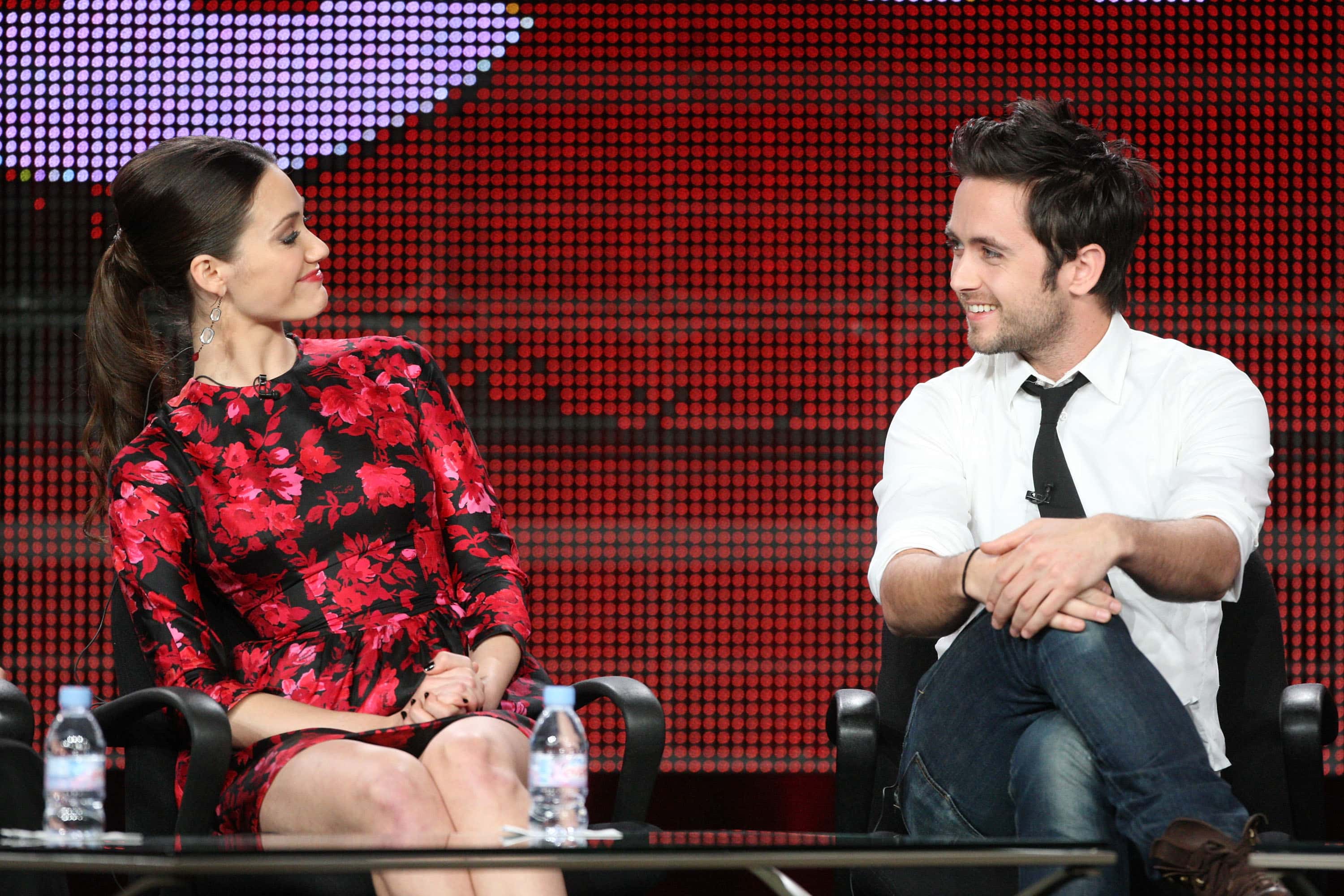Actors Emmy Rossum and Justin Chatwin. 2011 Winter TCA Tour - Day 10.