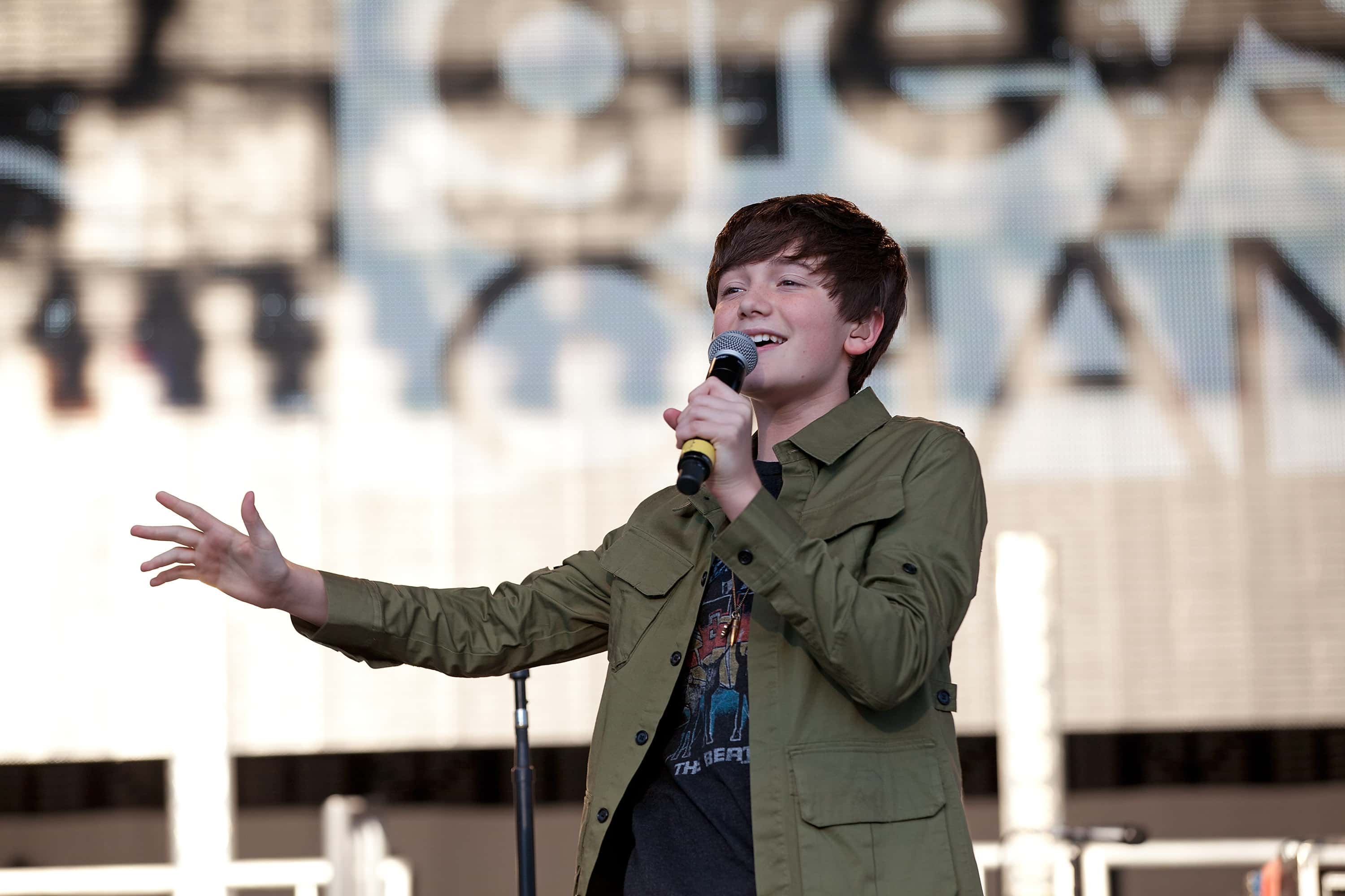 Greyson Chance performs onstage as the opening act on the Dancing Crazy Tour - 2011