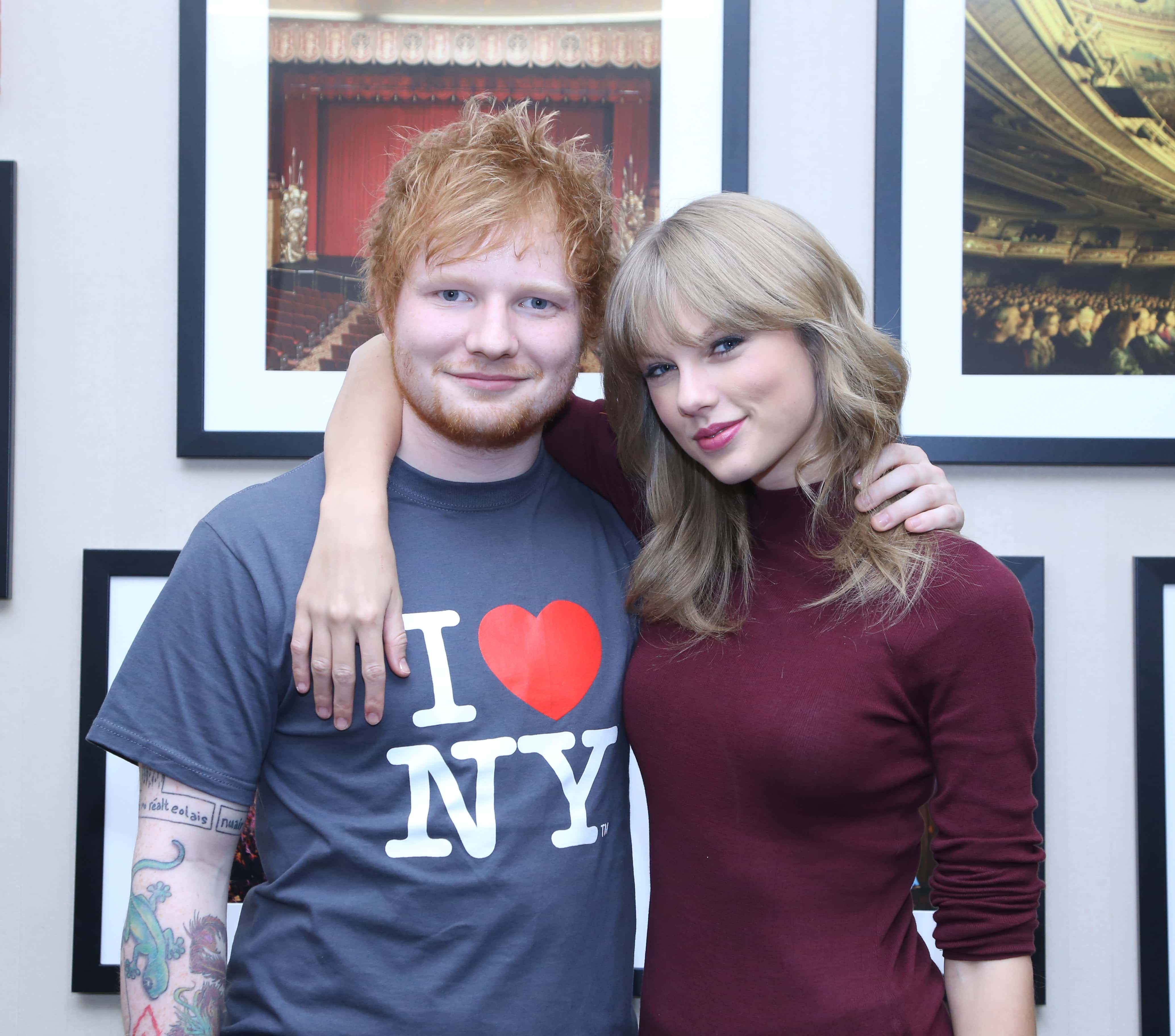 Ed Sheeran poses with Taylor Swift backstage before his sold-out show at Madison Square Garden Arena