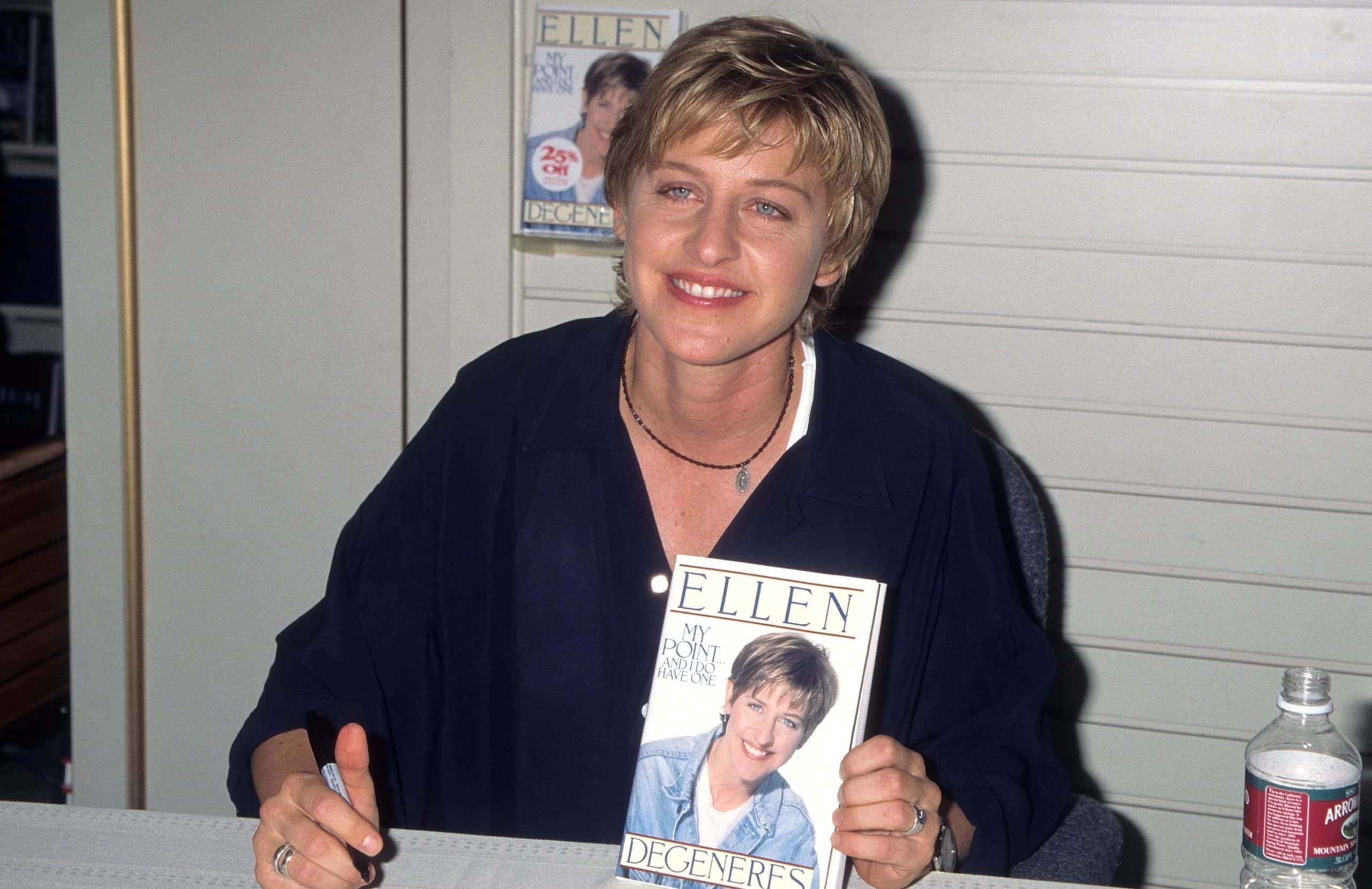 Ellen DeGeneres autographs copies of her new book - 1995