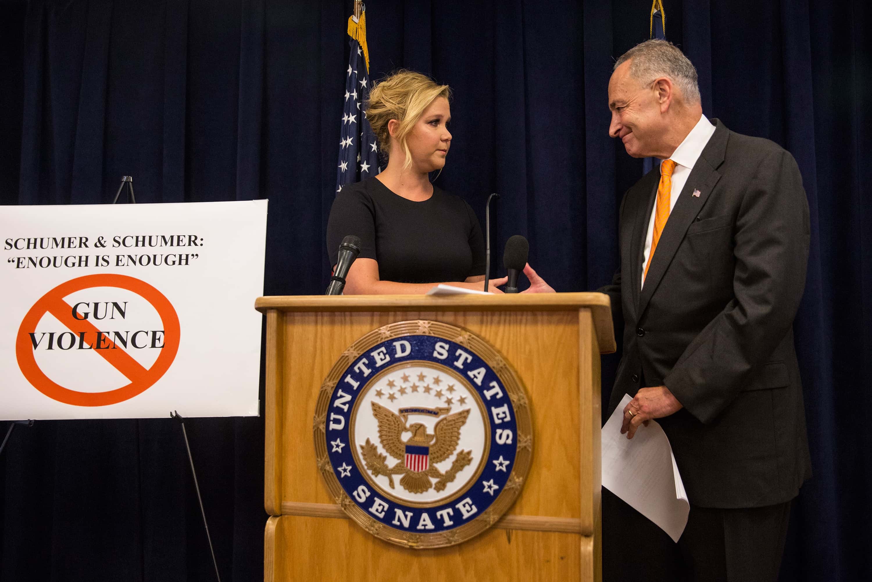 Sen. Chuck Schumer And Amy Schumer Hold Joint Press Conf. On Combating Gun Violence