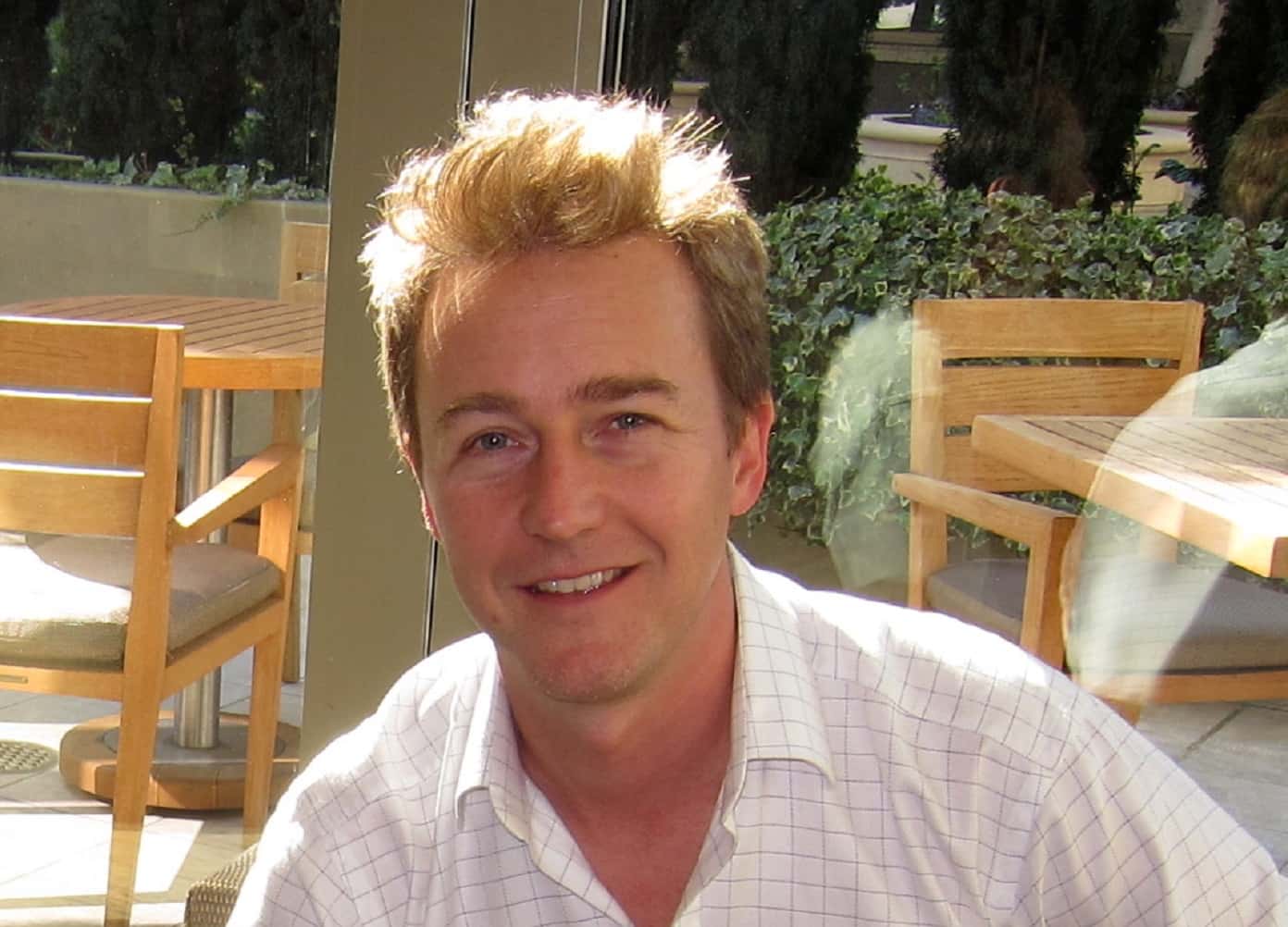 Edward Norton is smiling outside - 2012