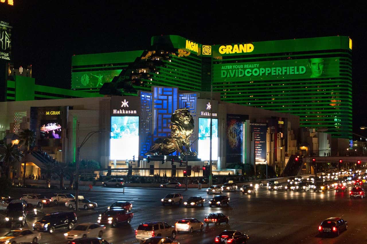 The MGM Grand hotel in Las Vegas by night