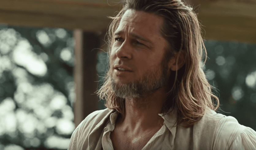 12 Years A Slave Brad Pitt Scene in shirt speaking to someone