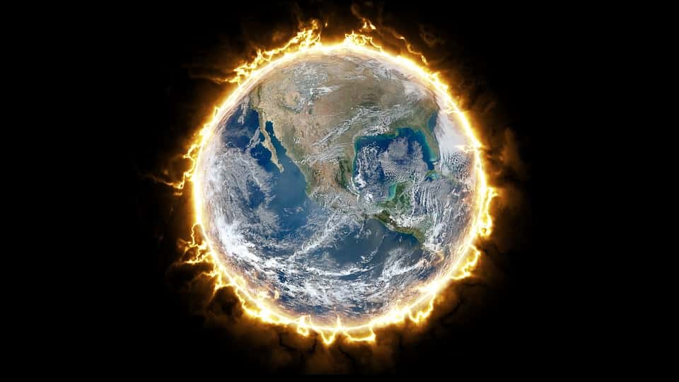 digital photo of the earth surrounded with fire
