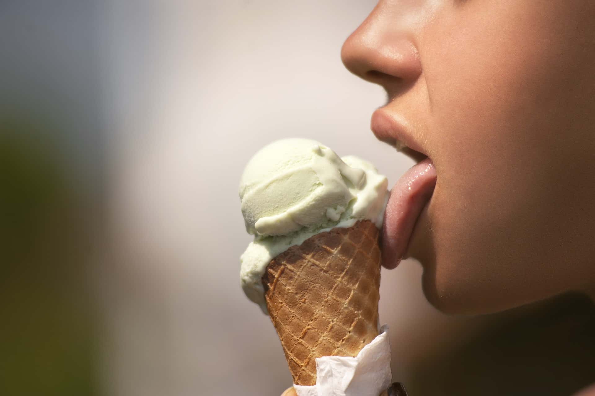 Close-up photo of a kid eating ice cream