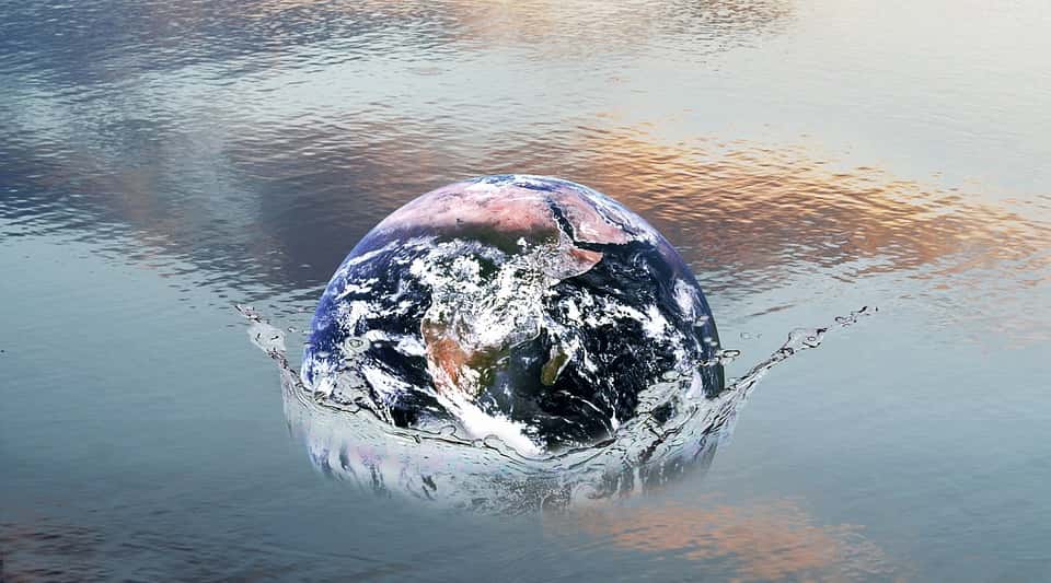 illustration of the earth splashing in the water