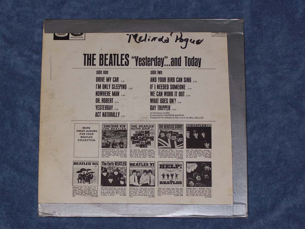 LP album cover of the beatles yesterday and today