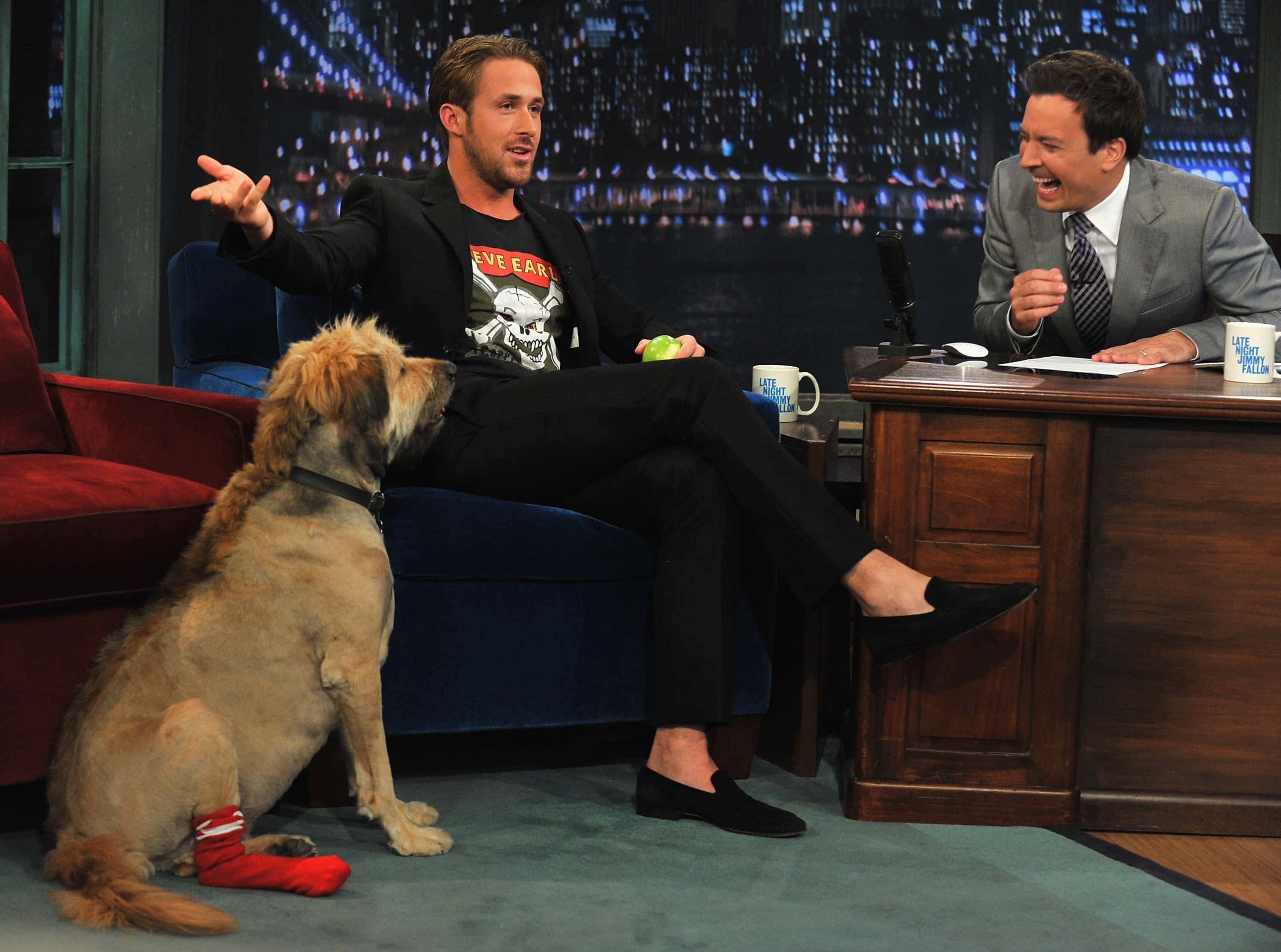 Ryan Gosling along with his dog George visits