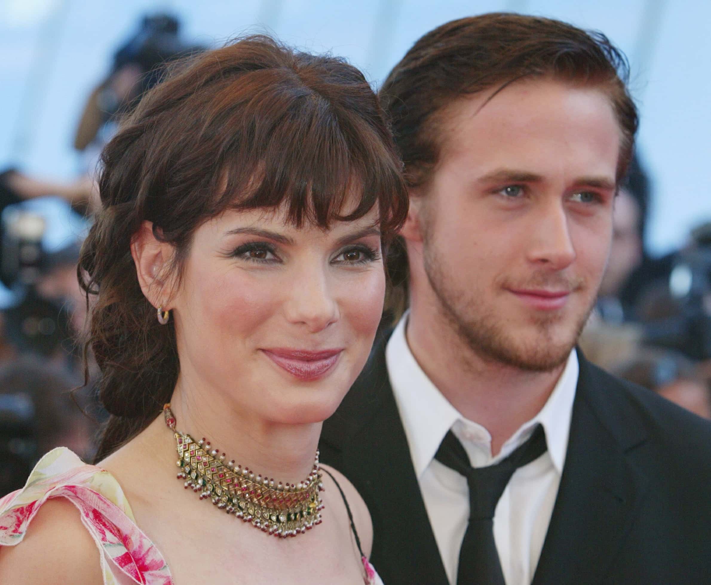 American actress Sandra Bullock (L) and actor Ryan Gosling arrive at the Festival Palace before the screening of the film 