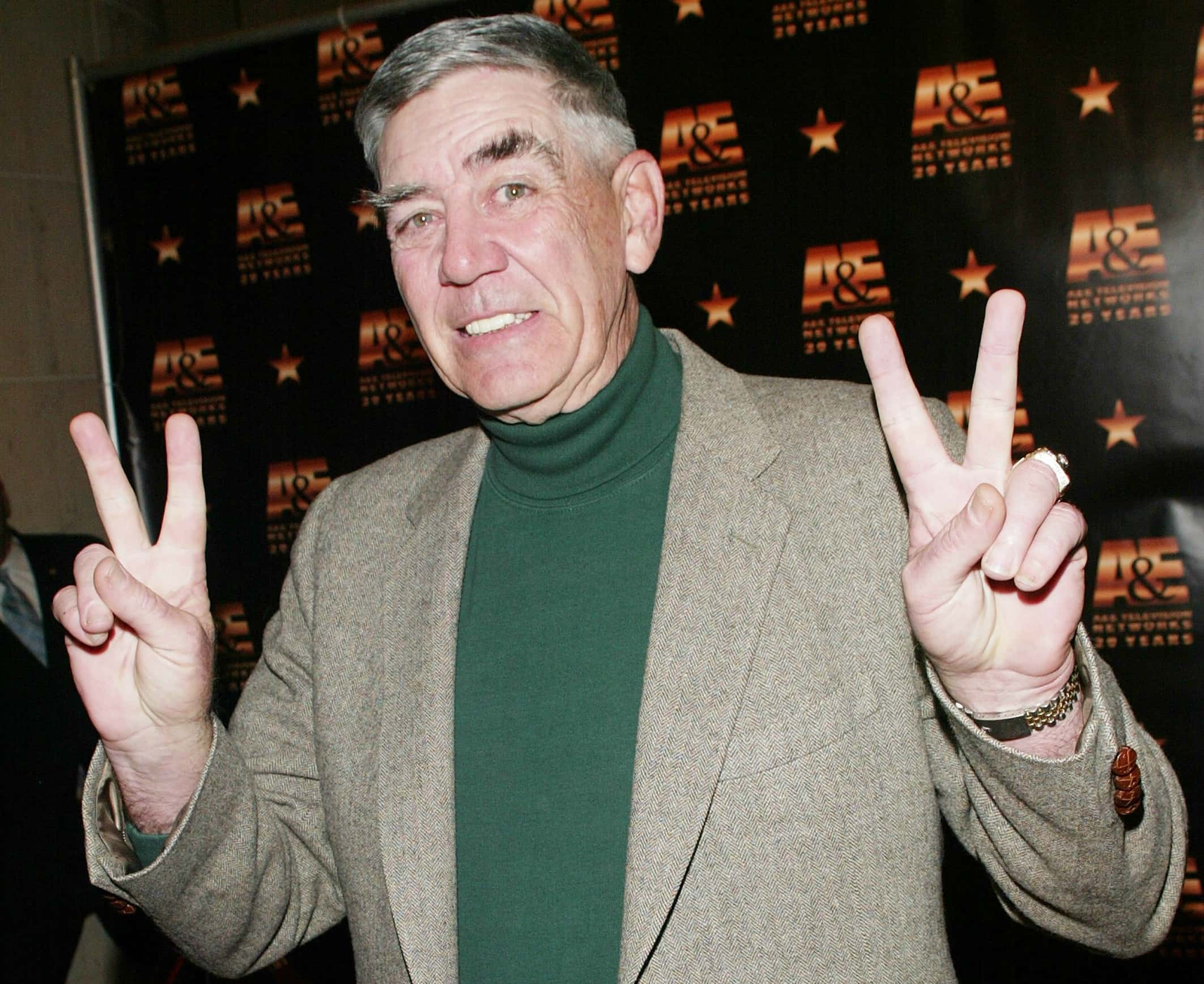 Actor R. Lee Ermey arrives at A & E Television Networks' 20th anniversary celebration at the Mandarin Oriental Hotel