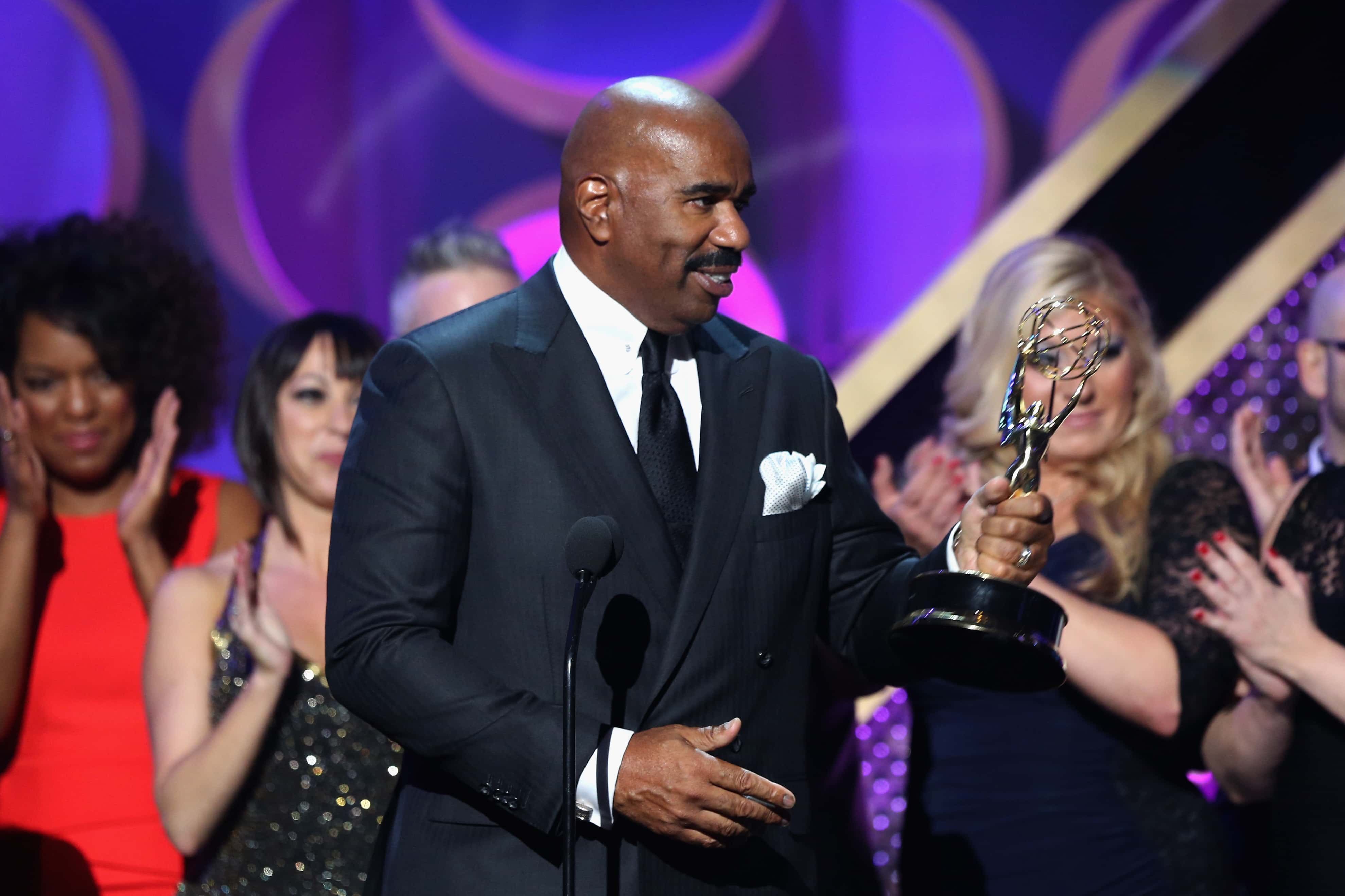 Steve Harvey accept the award for Outstanding Talk Show Informative - 2015