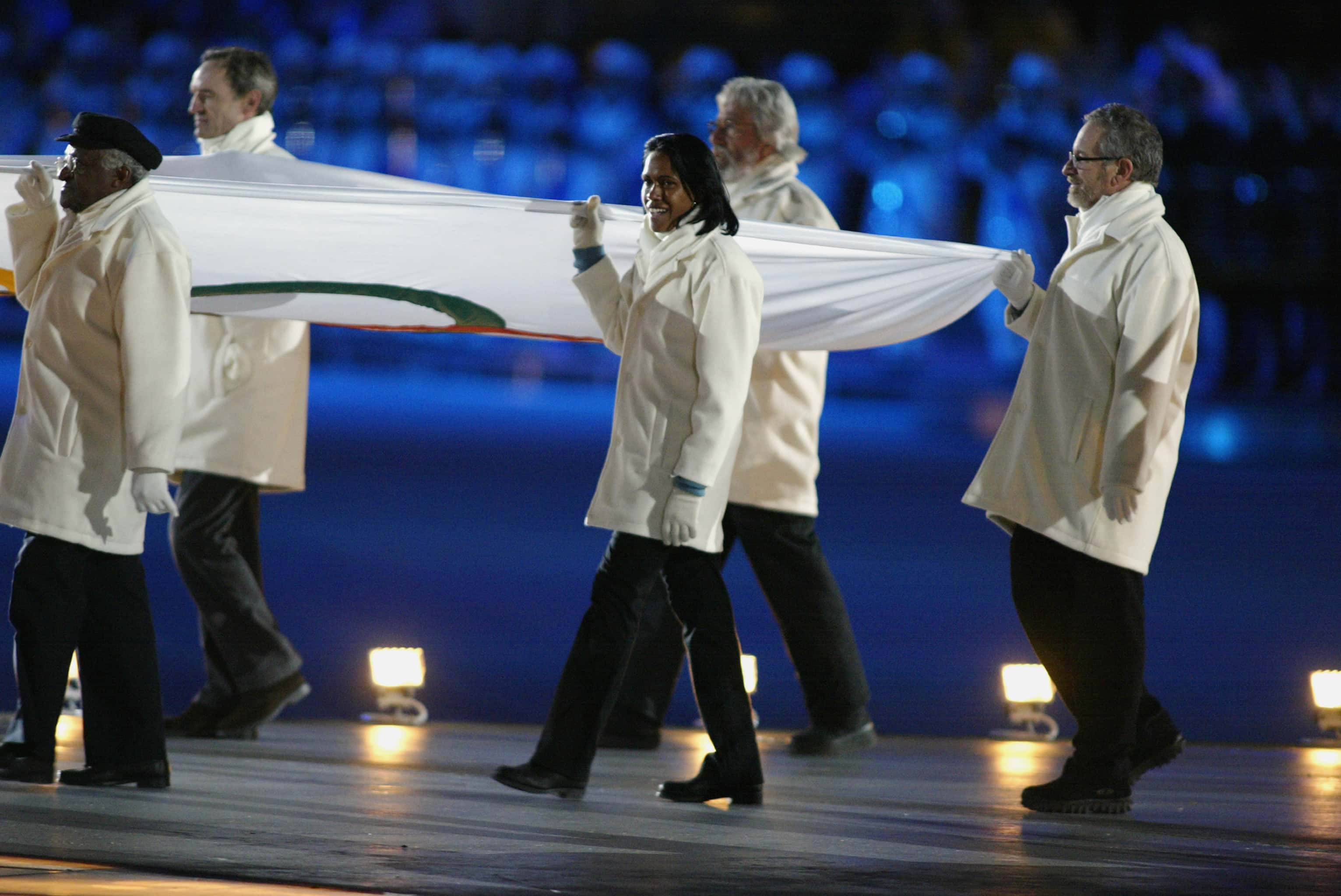 Steven Spielberg during the Opening Ceremony of the Salt Lake City Winter Olympic Games