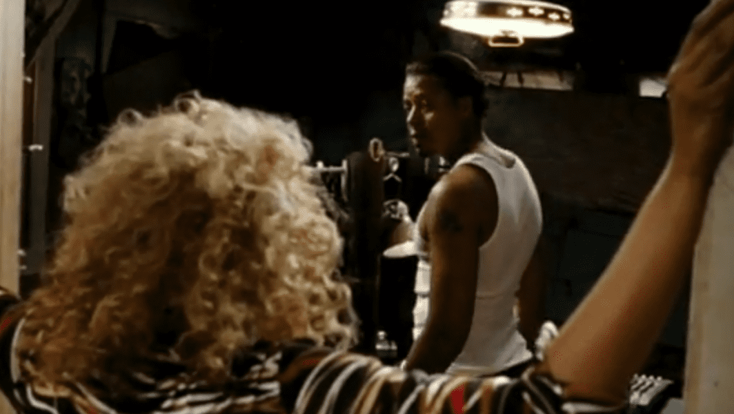 Screenshot of Terrence Howard & Taraji P. Henson talking - from Hustle & Flow (2005)