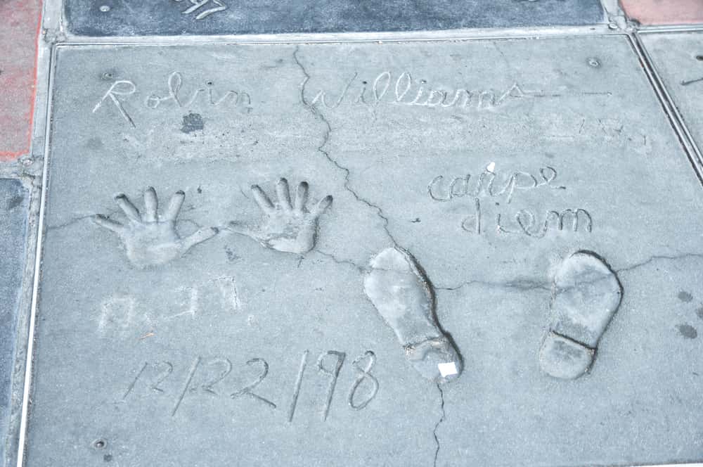 Robin Williams's handprints in Hollywood Boulevard