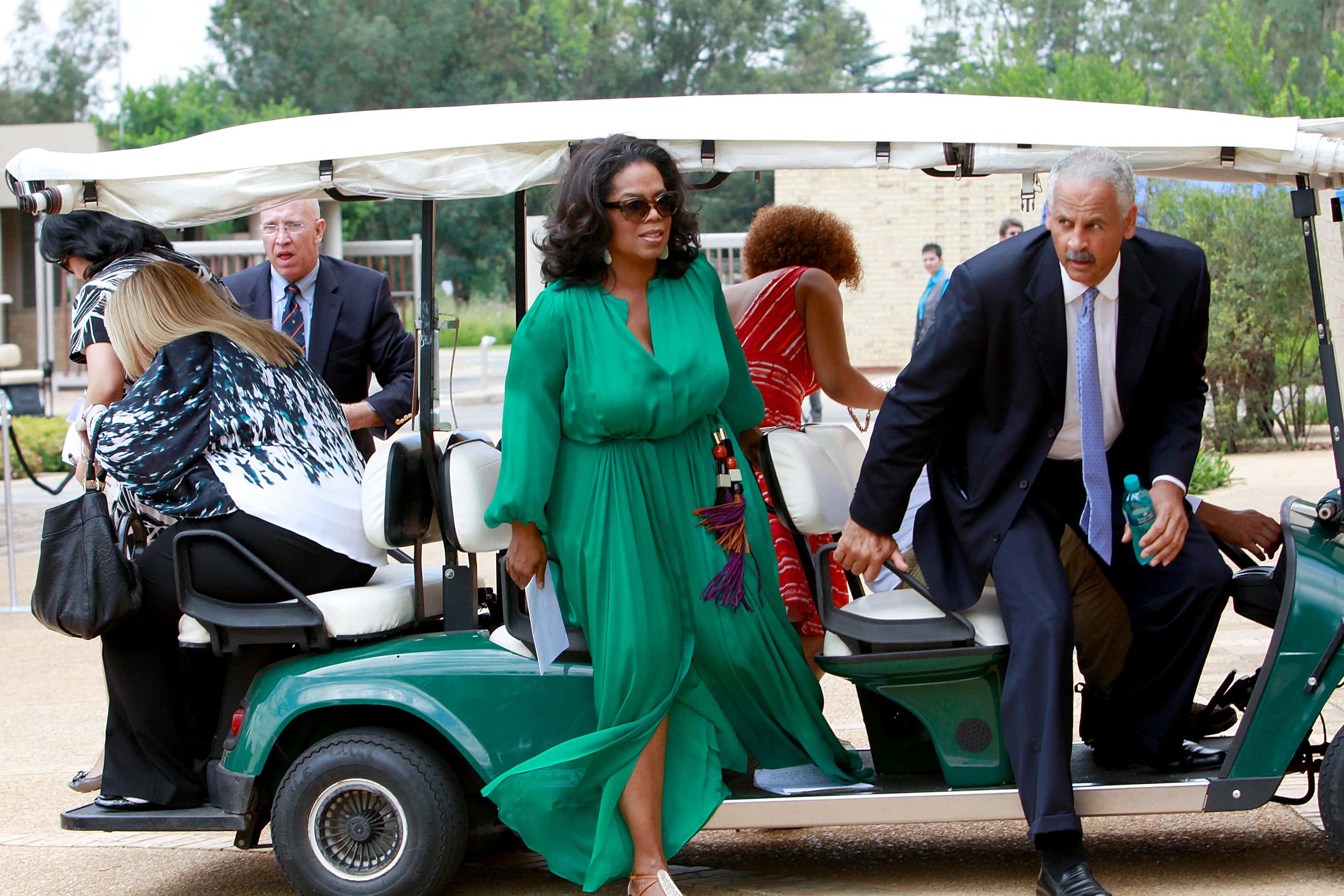 Oprah Winfrey and Stedman Graham (R) arrive at the inaugural graduation