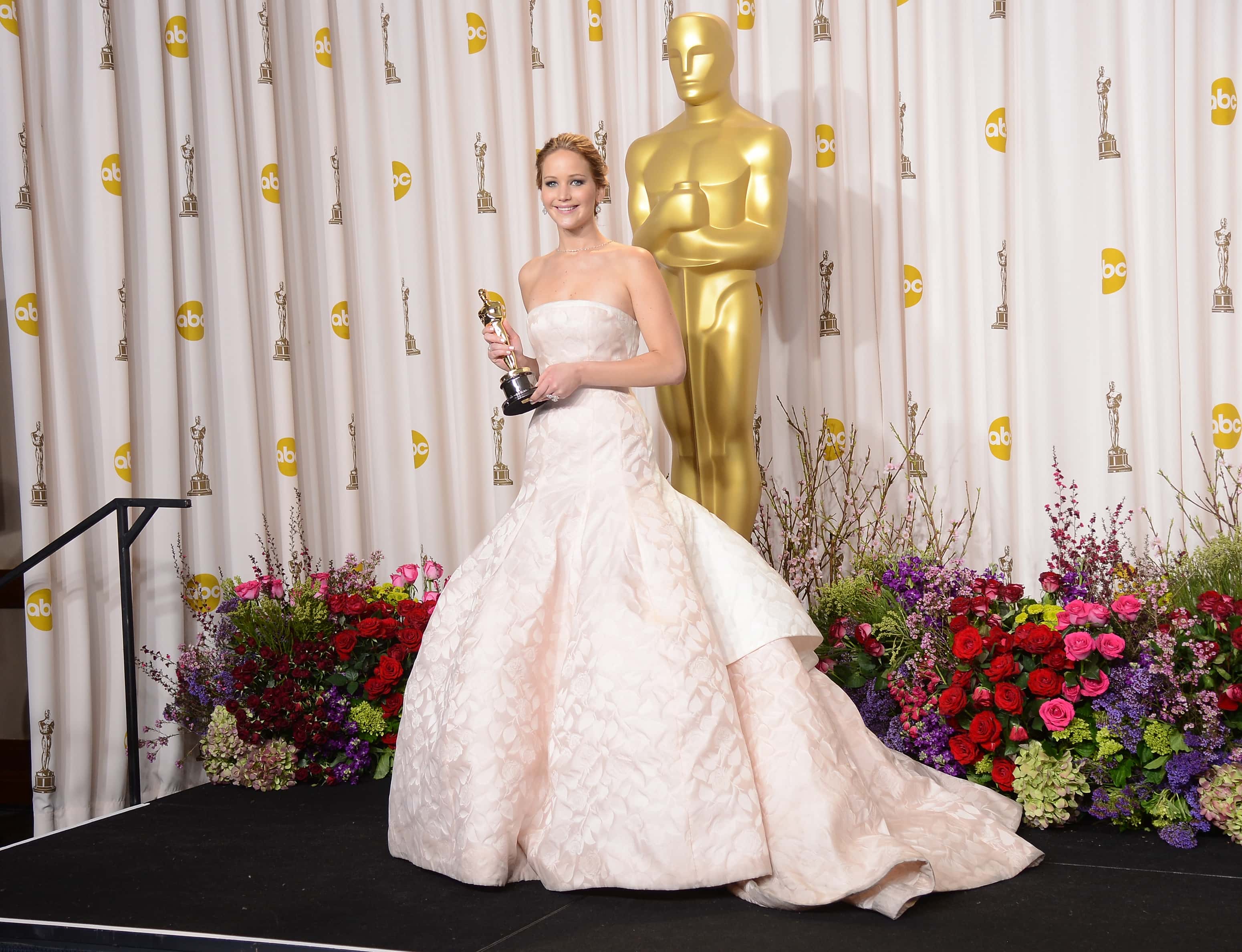 Actress Jennifer Lawrence, winner of the Best Actress award