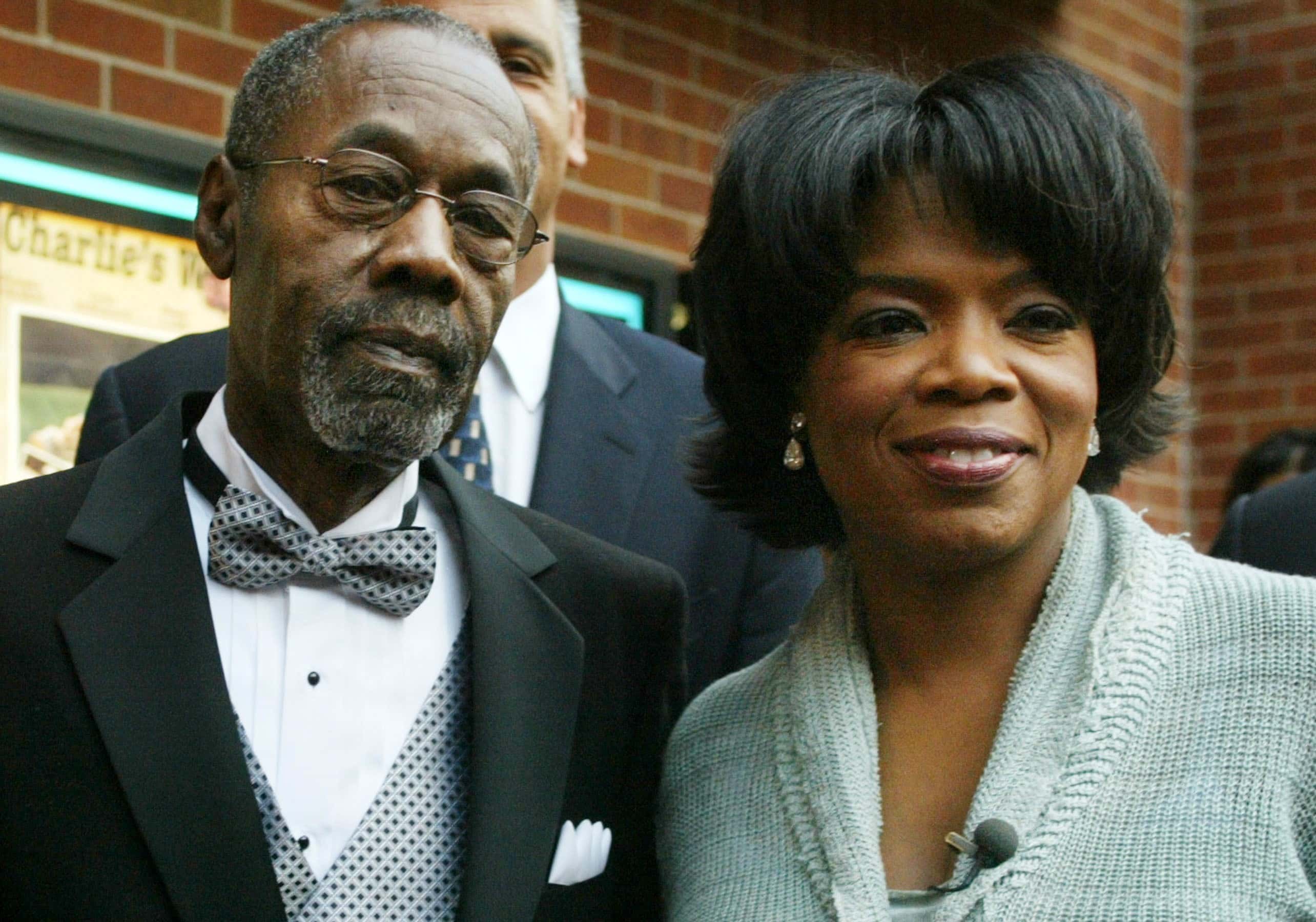 Vernon Winfrey and daughter Oprah Winfrey arrive at an event