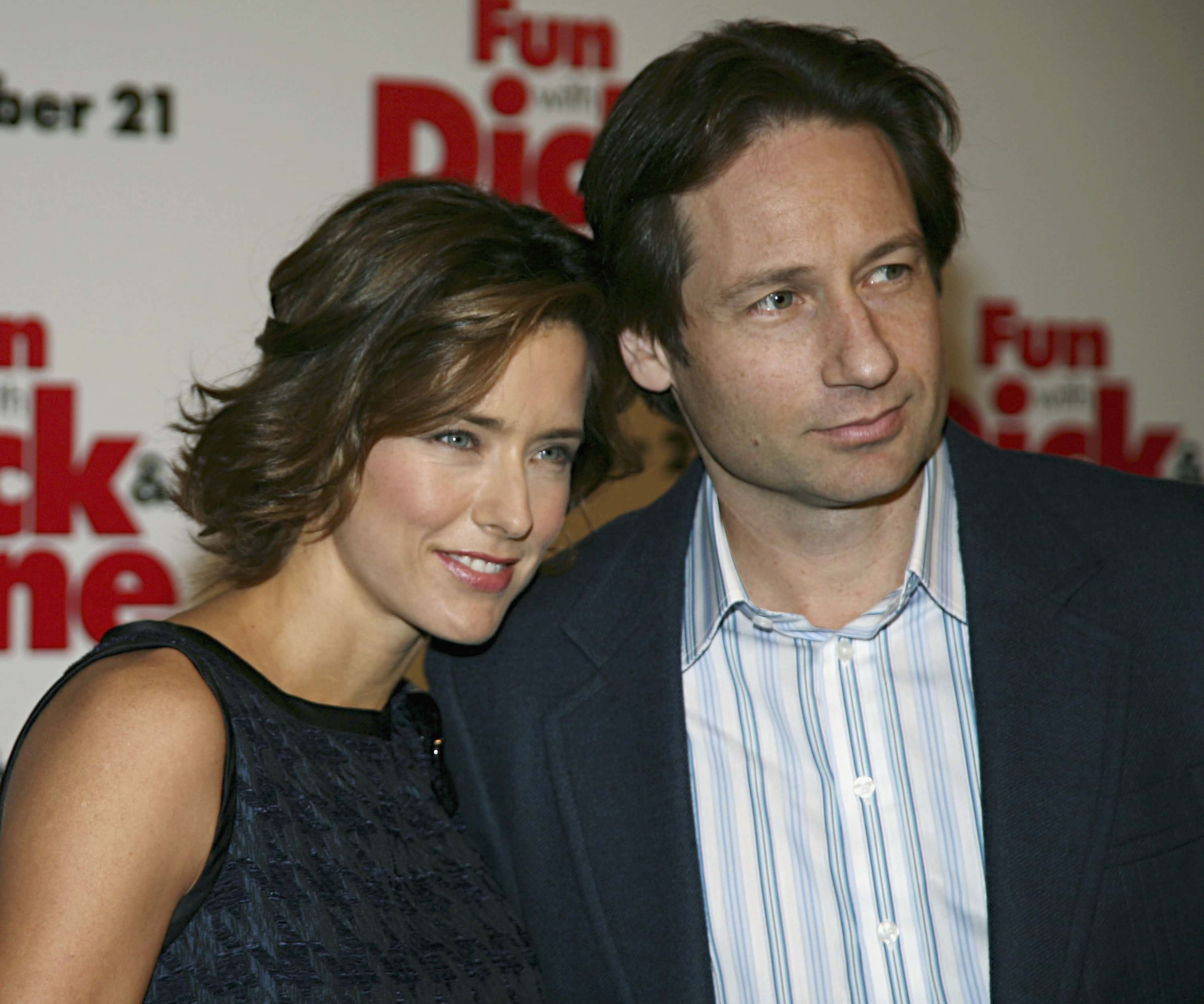 Tea Leoni and David Duchovny attend the Los Angeles premiere of