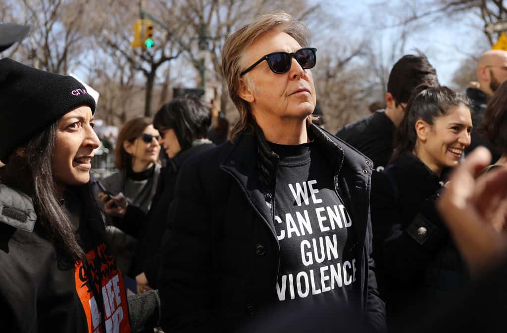 Sir Paul McCartney joins thousands of people, many of them students, march against gun violence in Manhattan - 2018