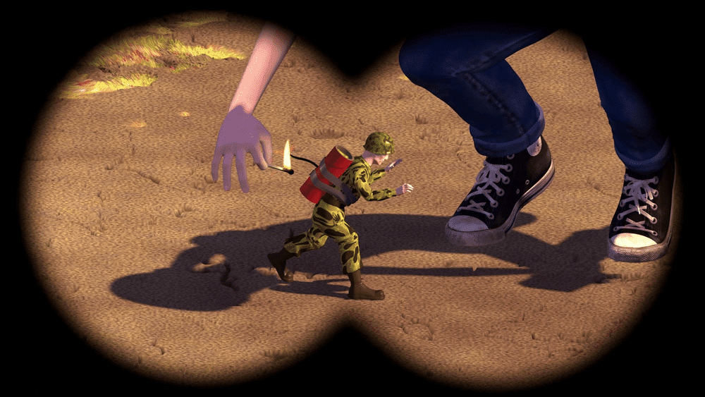 toy story facts sid blow up soldiers