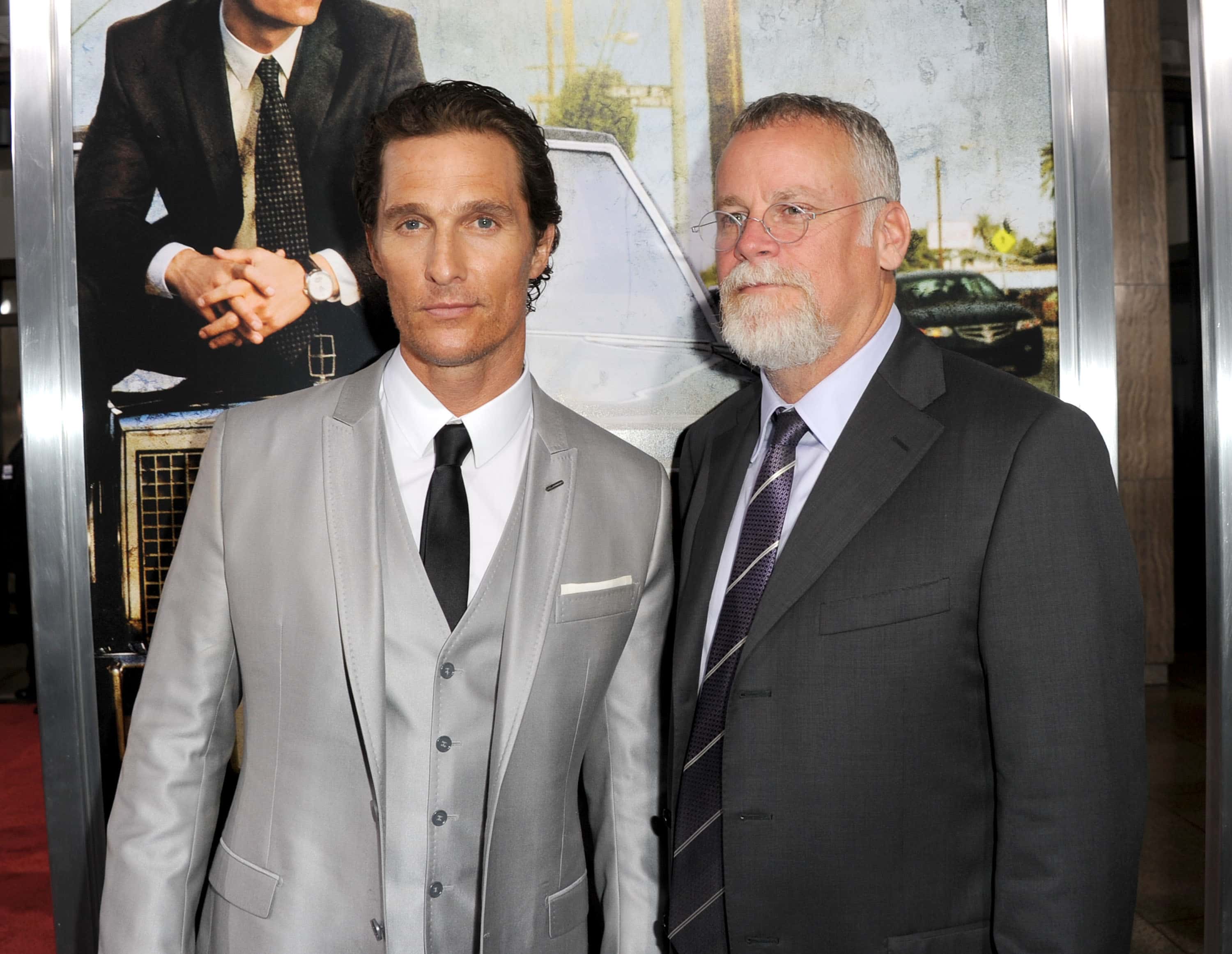 Actor Matthew McConaughey (L) and writer Michael Connelly arrive at Lionsgate and Lakeshore Entertainment's premiere