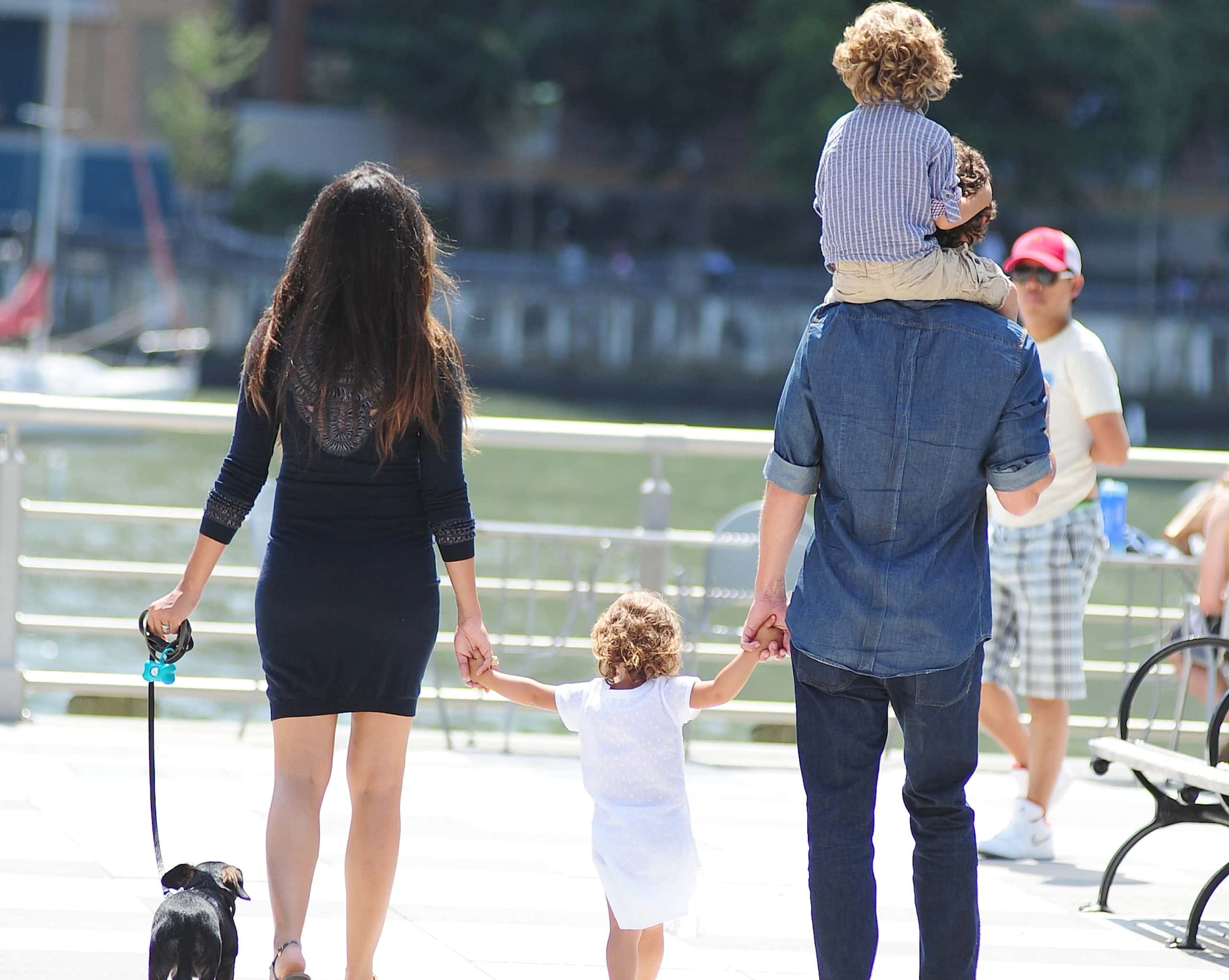 Matthew McConaughey, Levi Alves McConaughey, Vida Alves McConaughey and Camila Alves are seen in tribeca at Streets of Manhattan