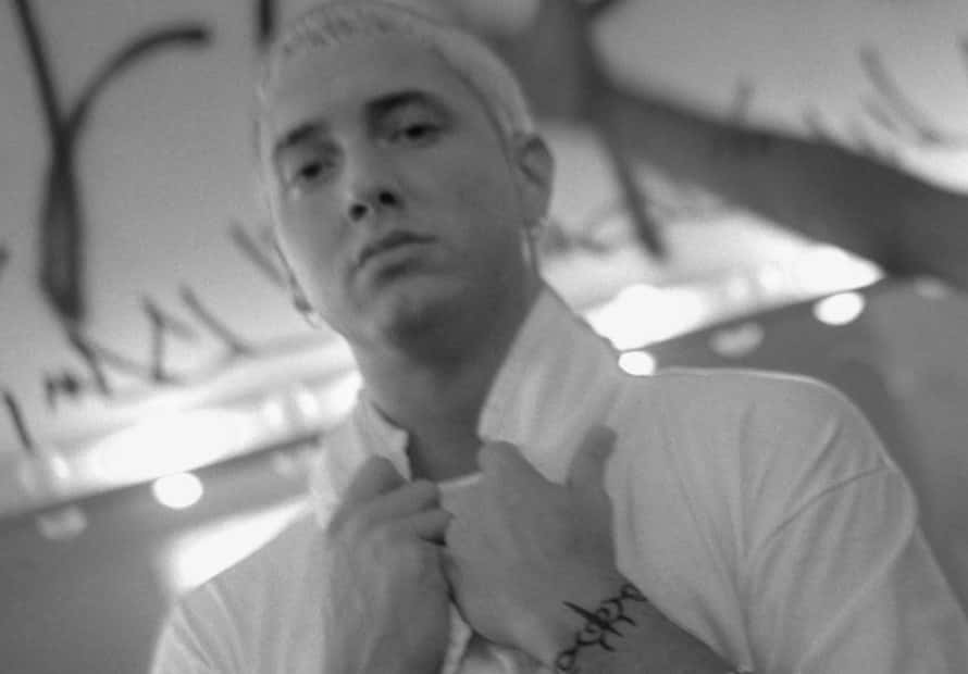 Eminem looking a t the camera