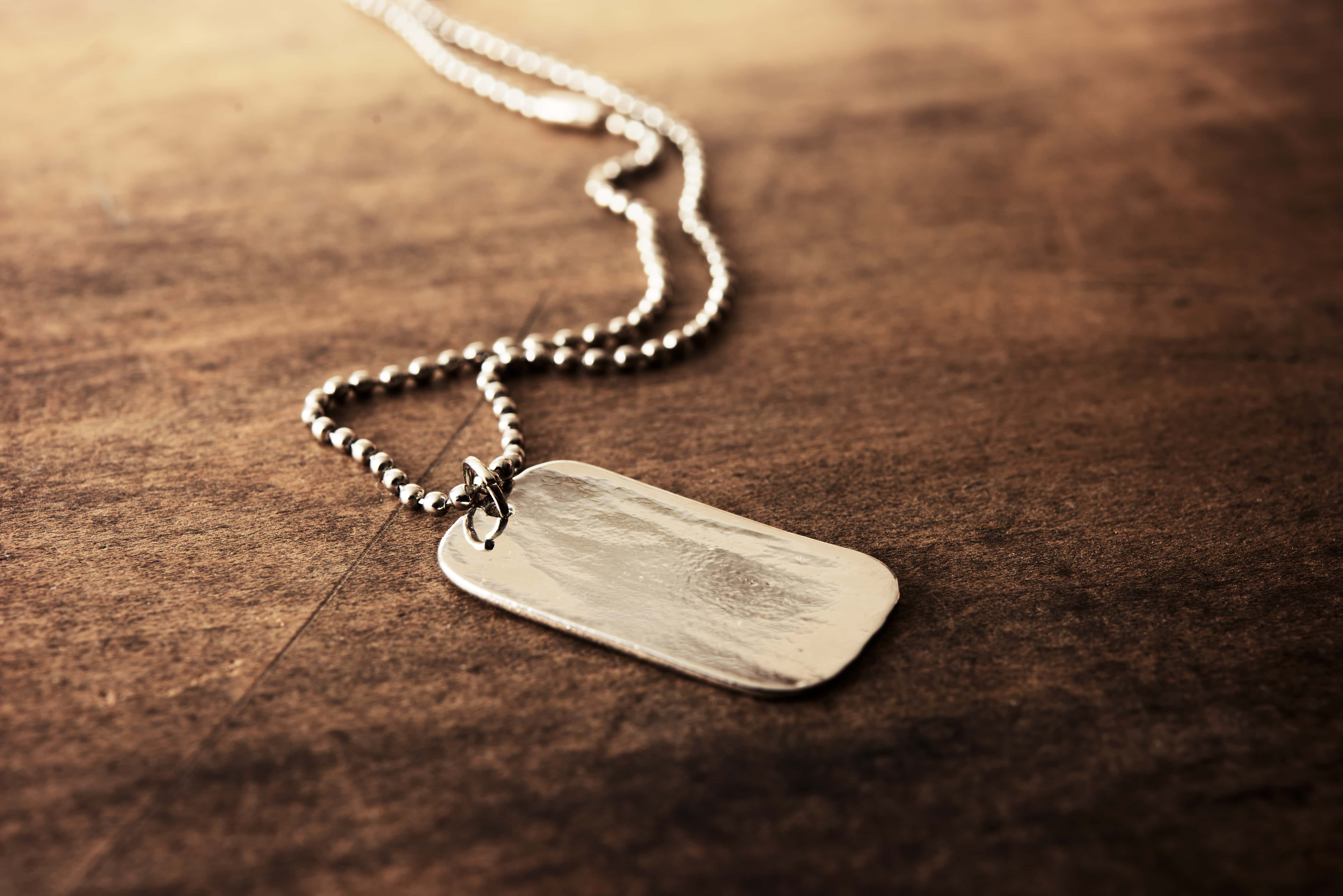 Dog tags on a desk