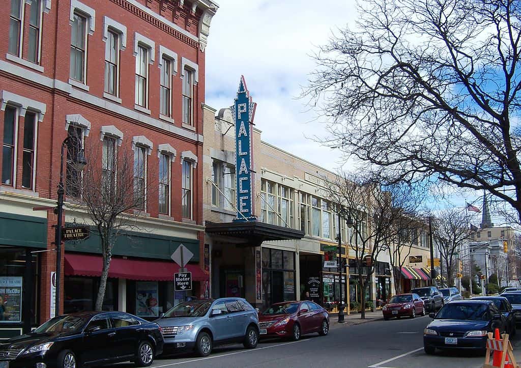 Buildings in downtown Manchester, New Hampshire, USA.