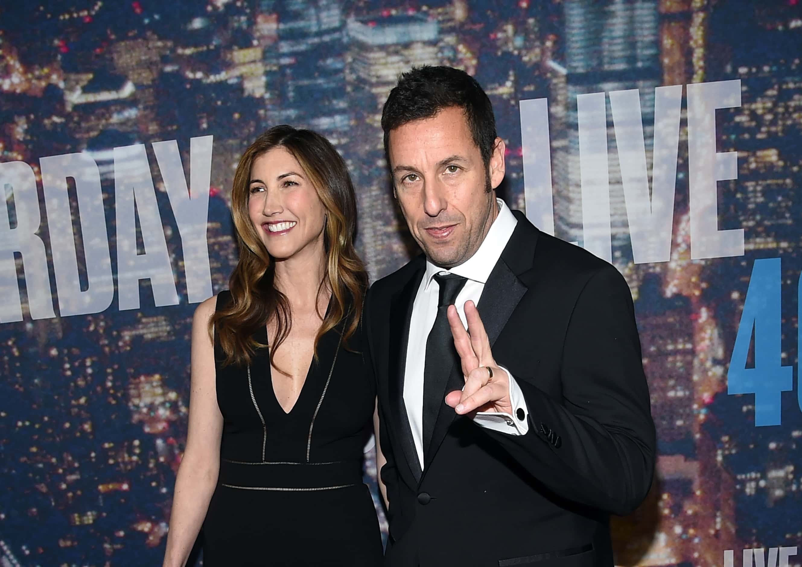 Jackie Sandler (L) and Adam Sandler attend SNL 40th Anniversary Celebration