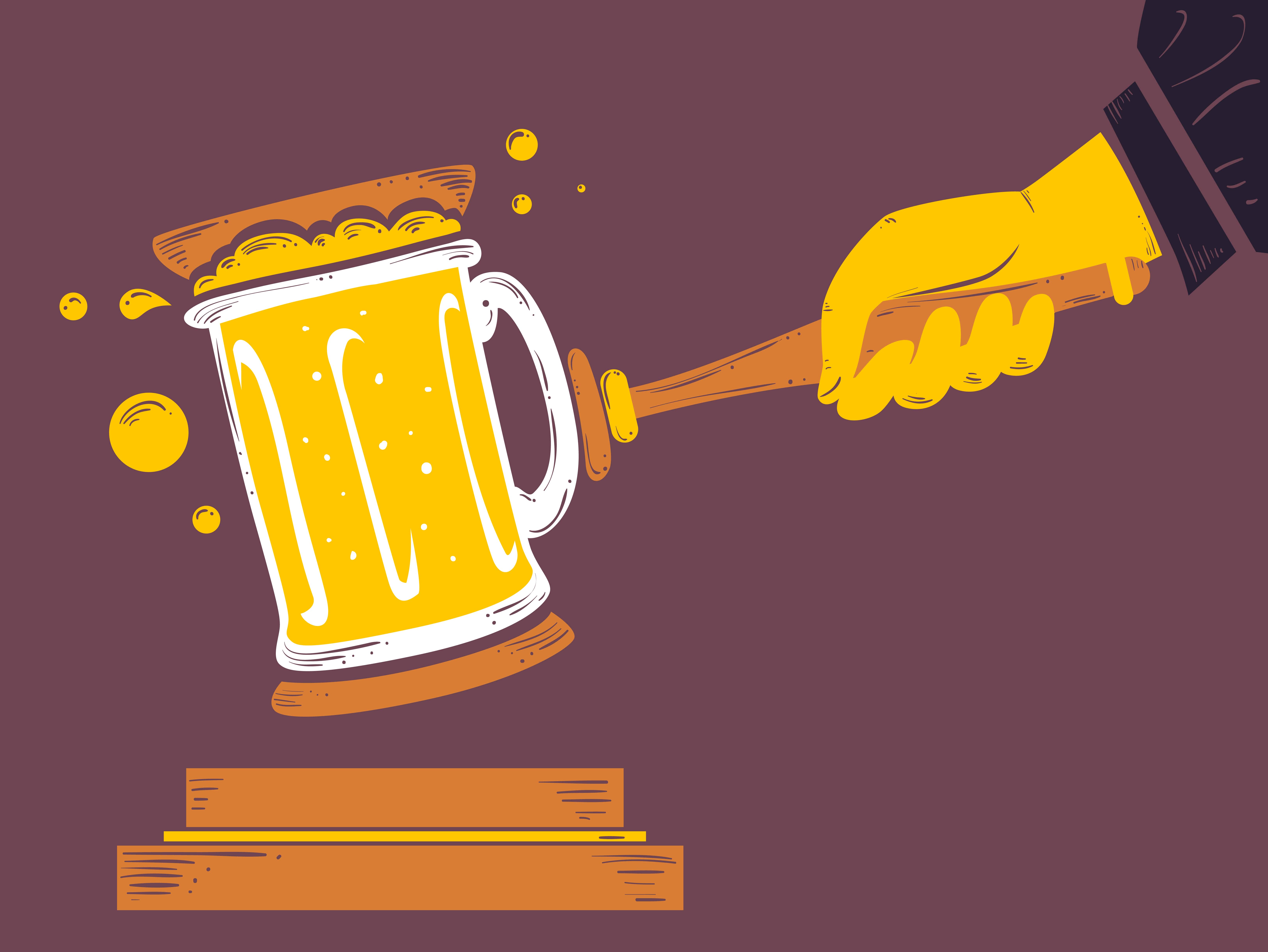 Beer Mug as a Gavel Used by a Judge