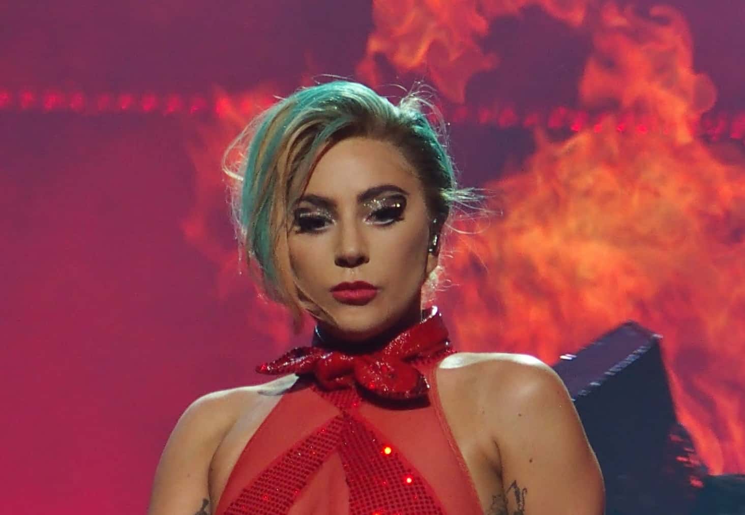 Lady Gaga performing on stage