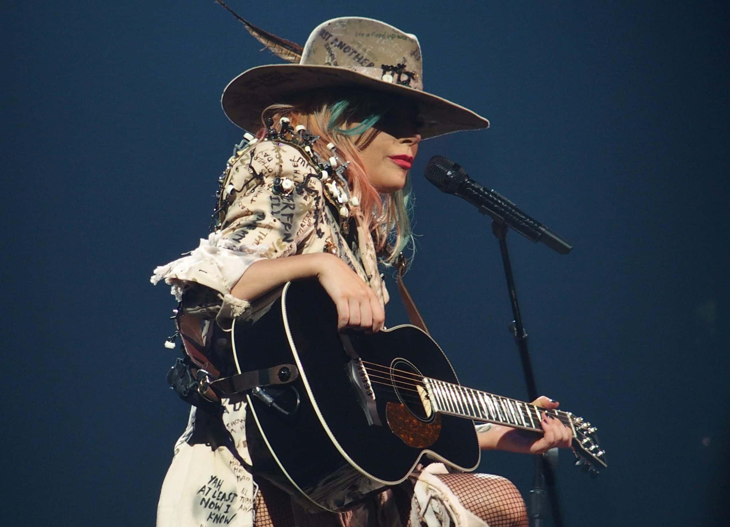 Lady Gaga performing on stage