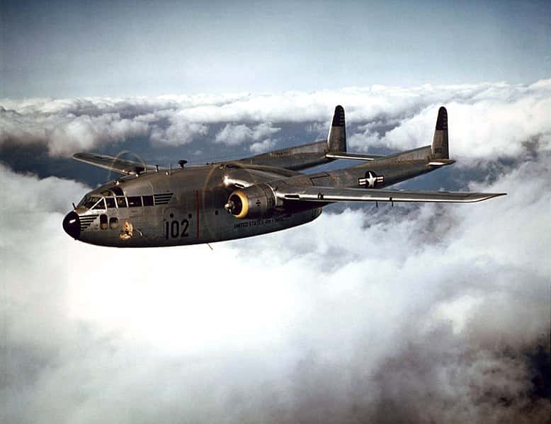 Soubor:Fairchild C-119B of the 314th Troop Carrier Group in flight, 1952