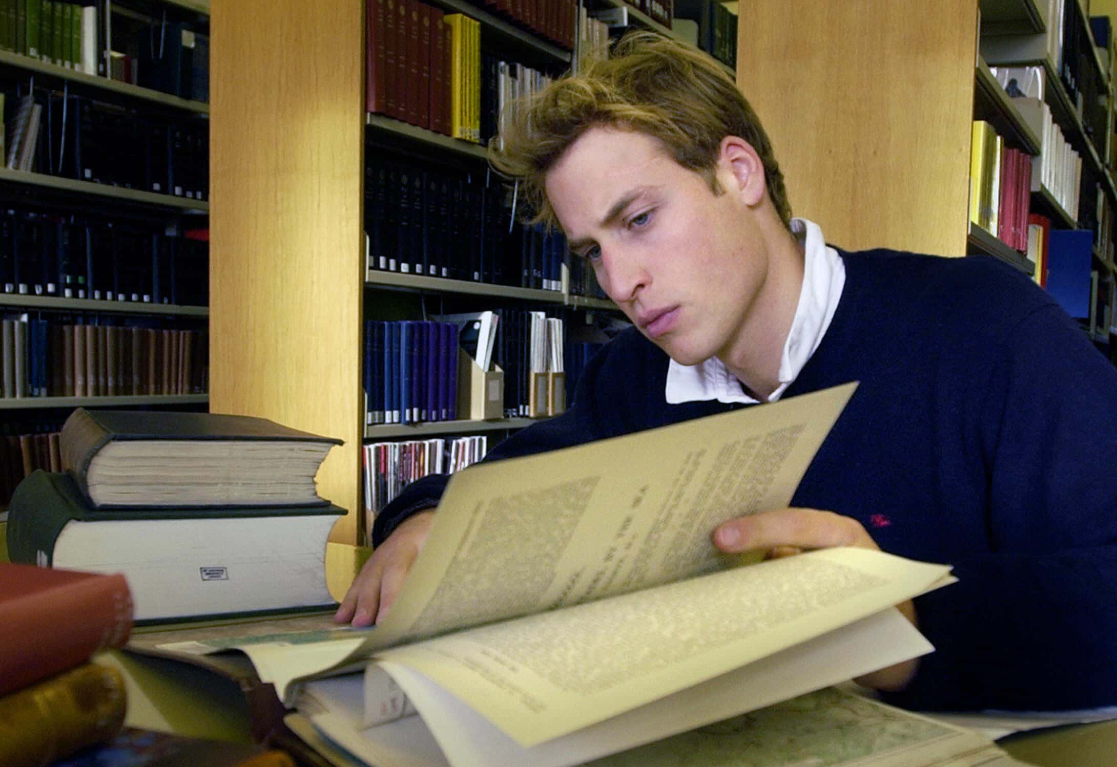 Prince William studies in the main university library