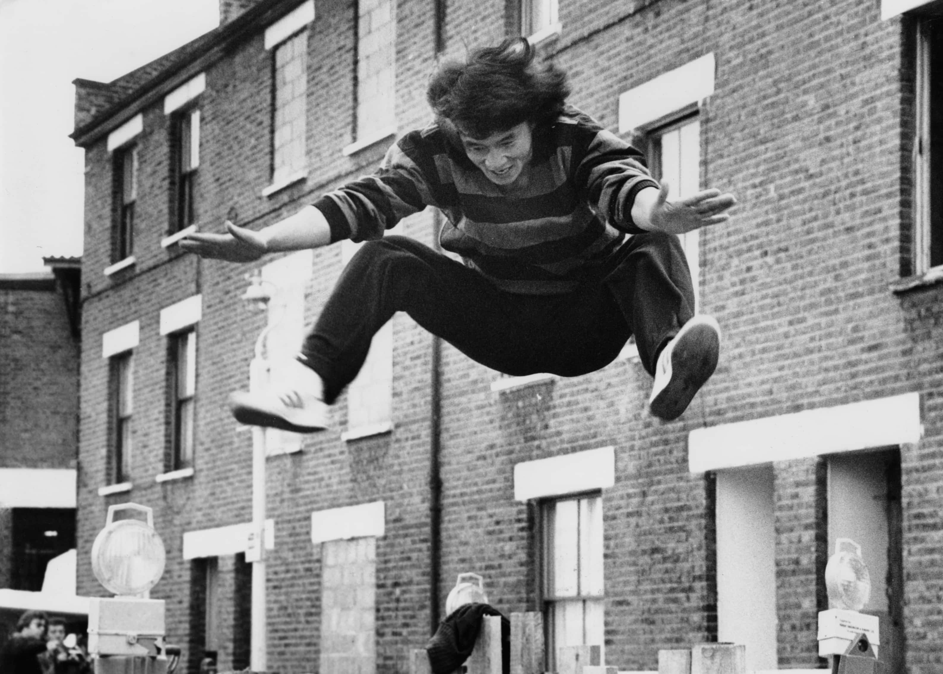 Hong Kong actor and martial arts expert Jackie Chan demonstrates his remarkable agility