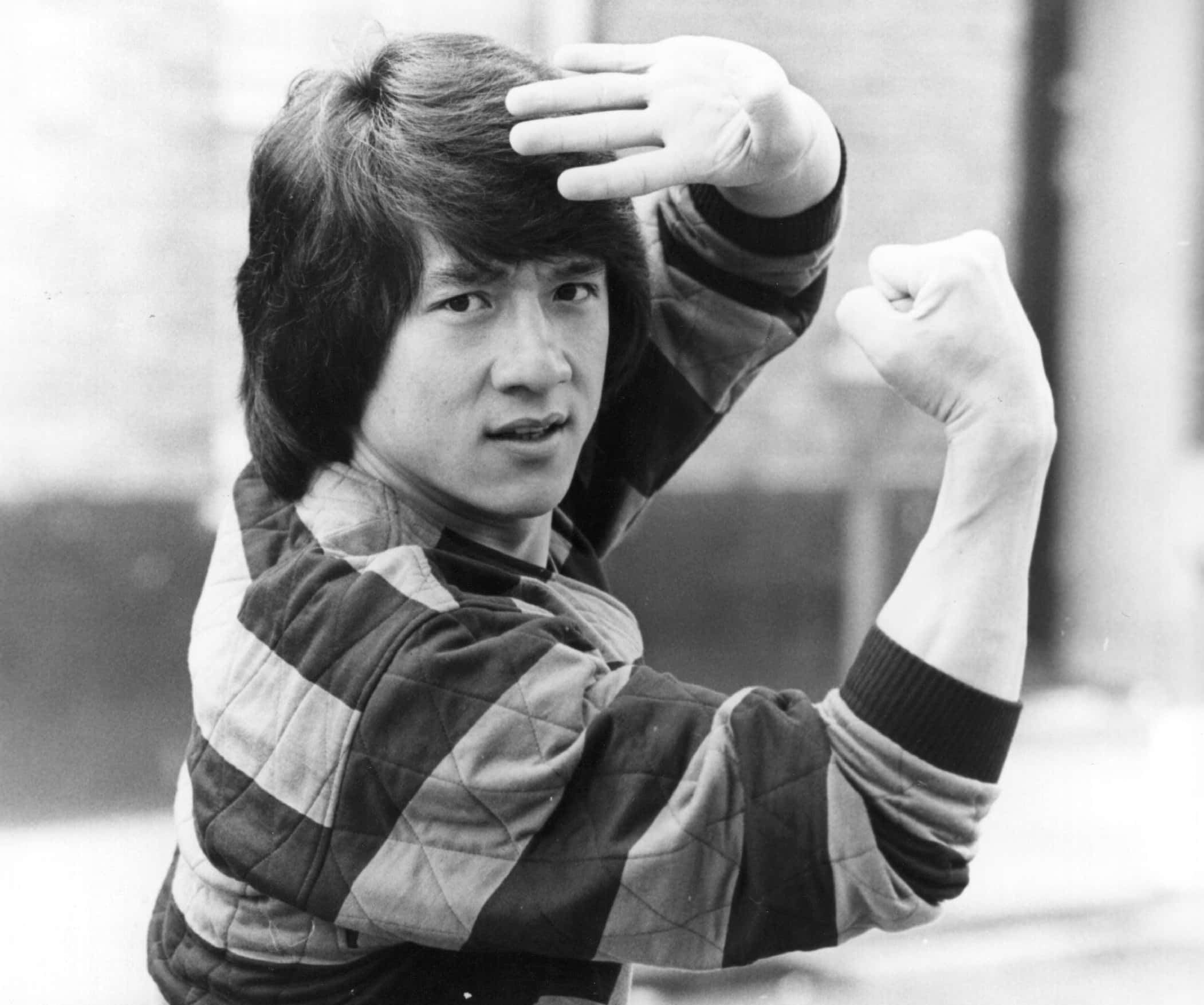 Jackie Chan, martial arts expert, in Britain to publicise his latest film the 'Big Brawl'.