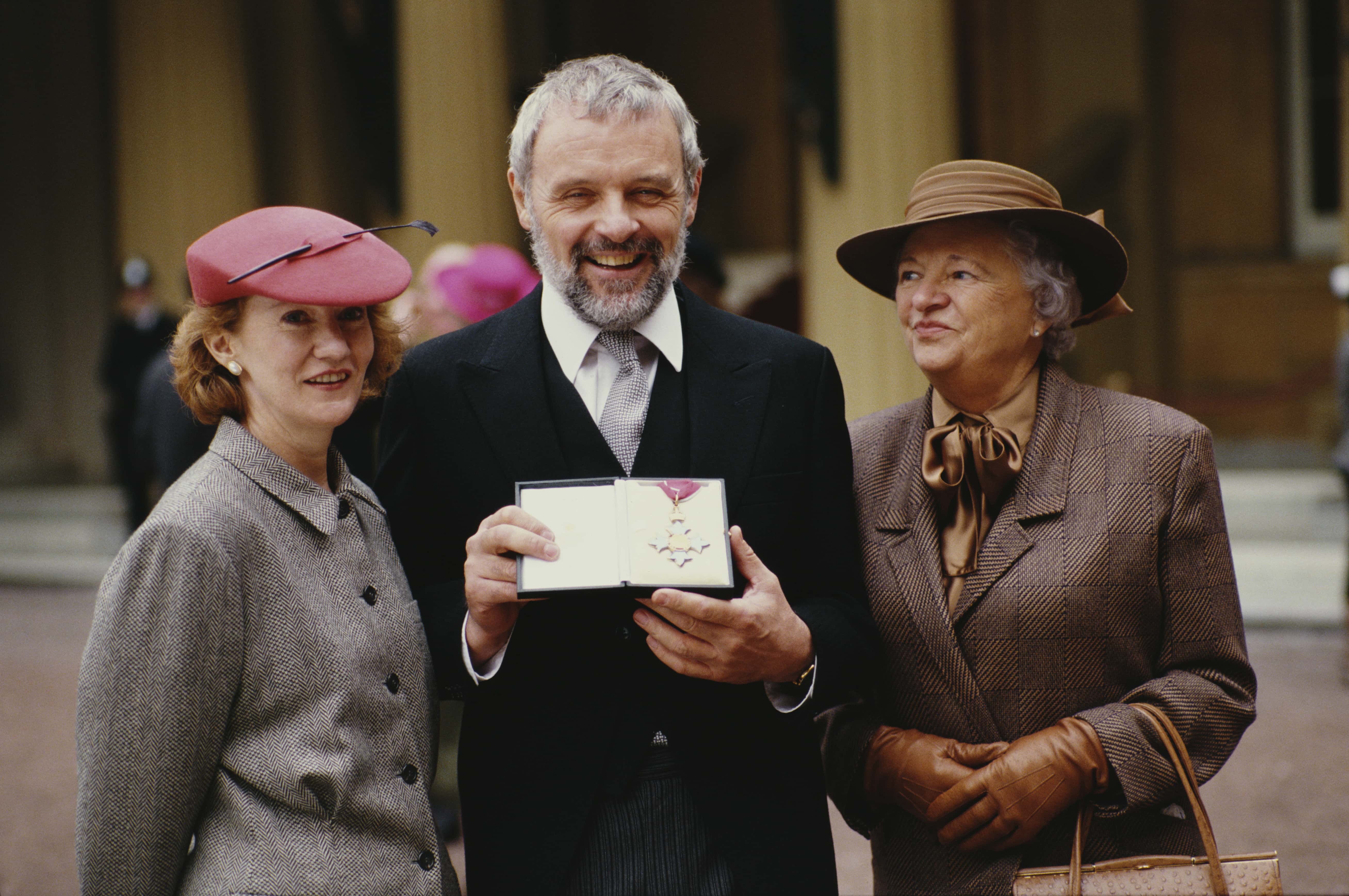 Welsh actor Sir Anthony Hopkins receives a CBE at Buckingham Palace in London, 3rd November 1987.