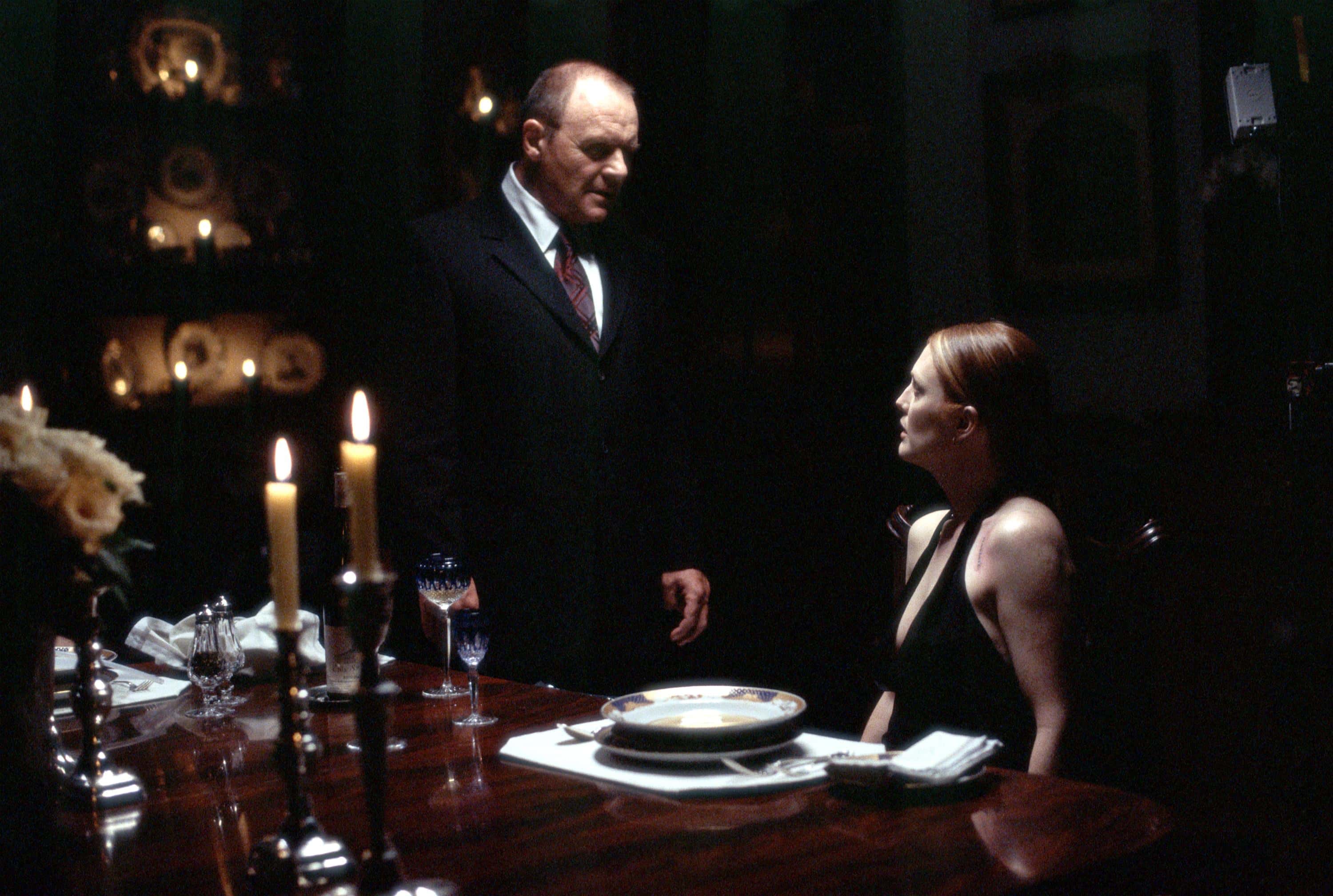 Actors Anthony Hopkins stars as Dr. Hannibal Lecter and Julianne Moore stars as FBI Agent Clarice Starling in Hannibal
